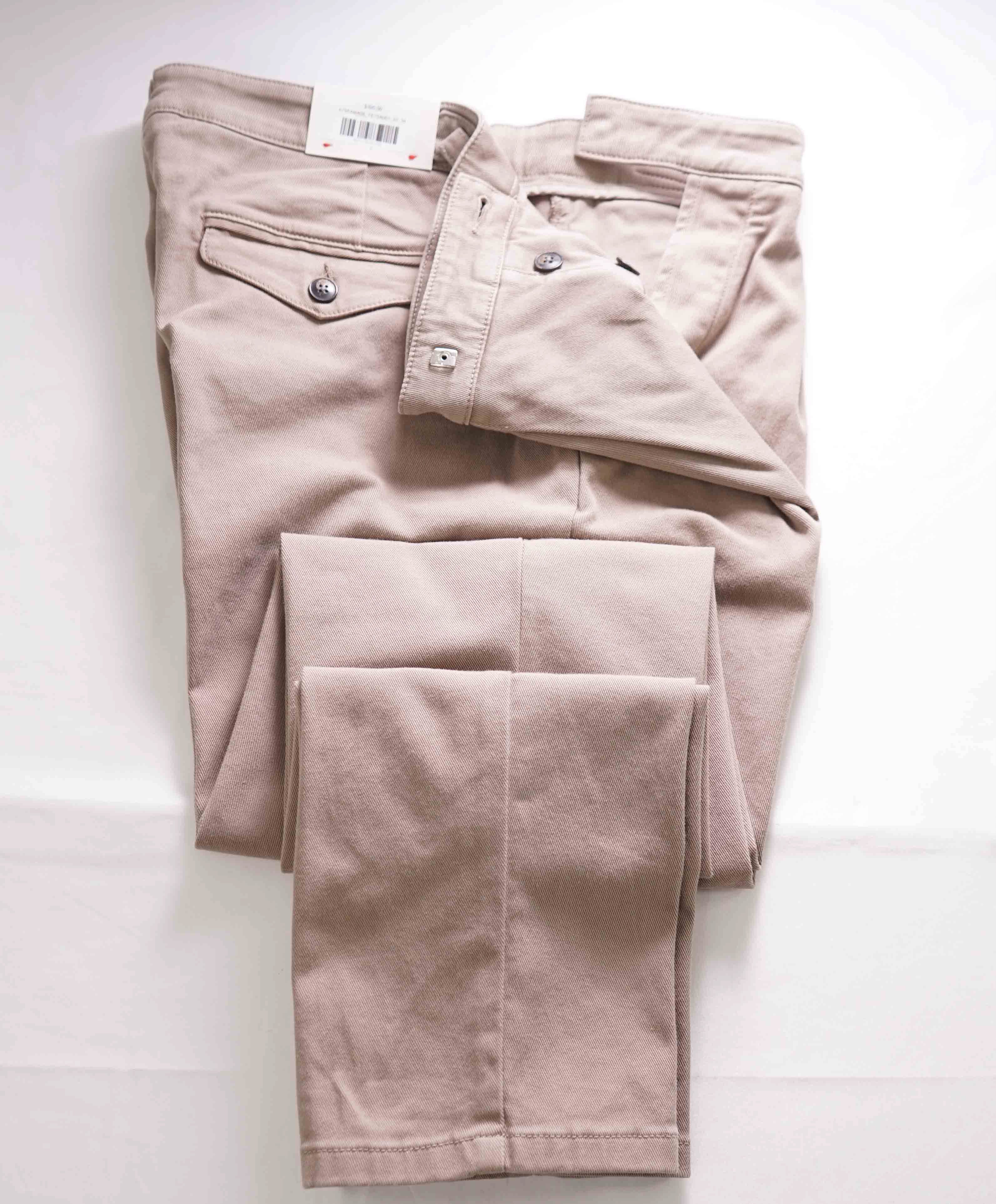 $495 ELEVENTY - *SIDE TABS* Cotton Taupe Slim Casual Pants- 34W