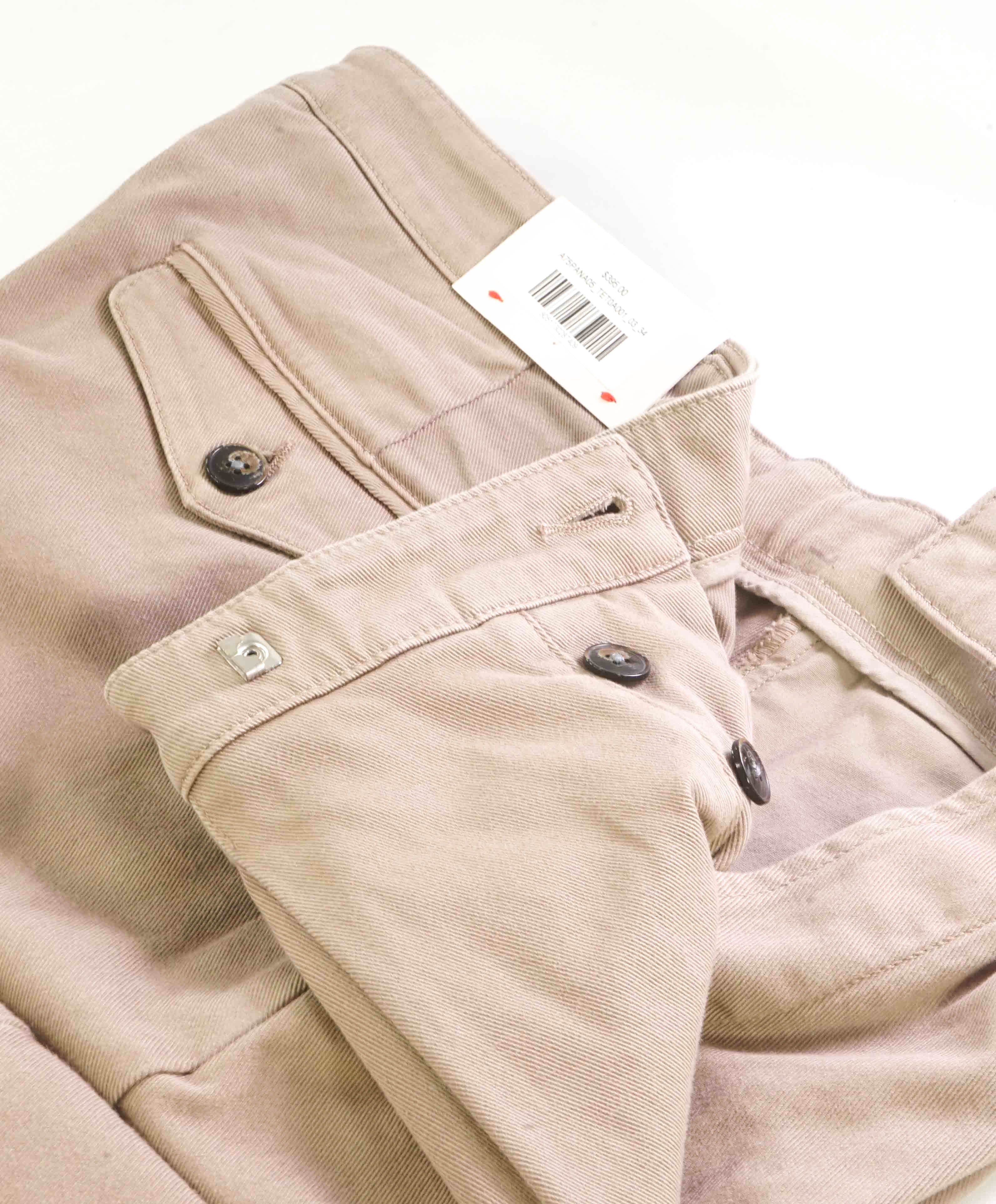 $495 ELEVENTY - *SIDE TABS* Cotton Taupe Slim Casual Pants- 34W