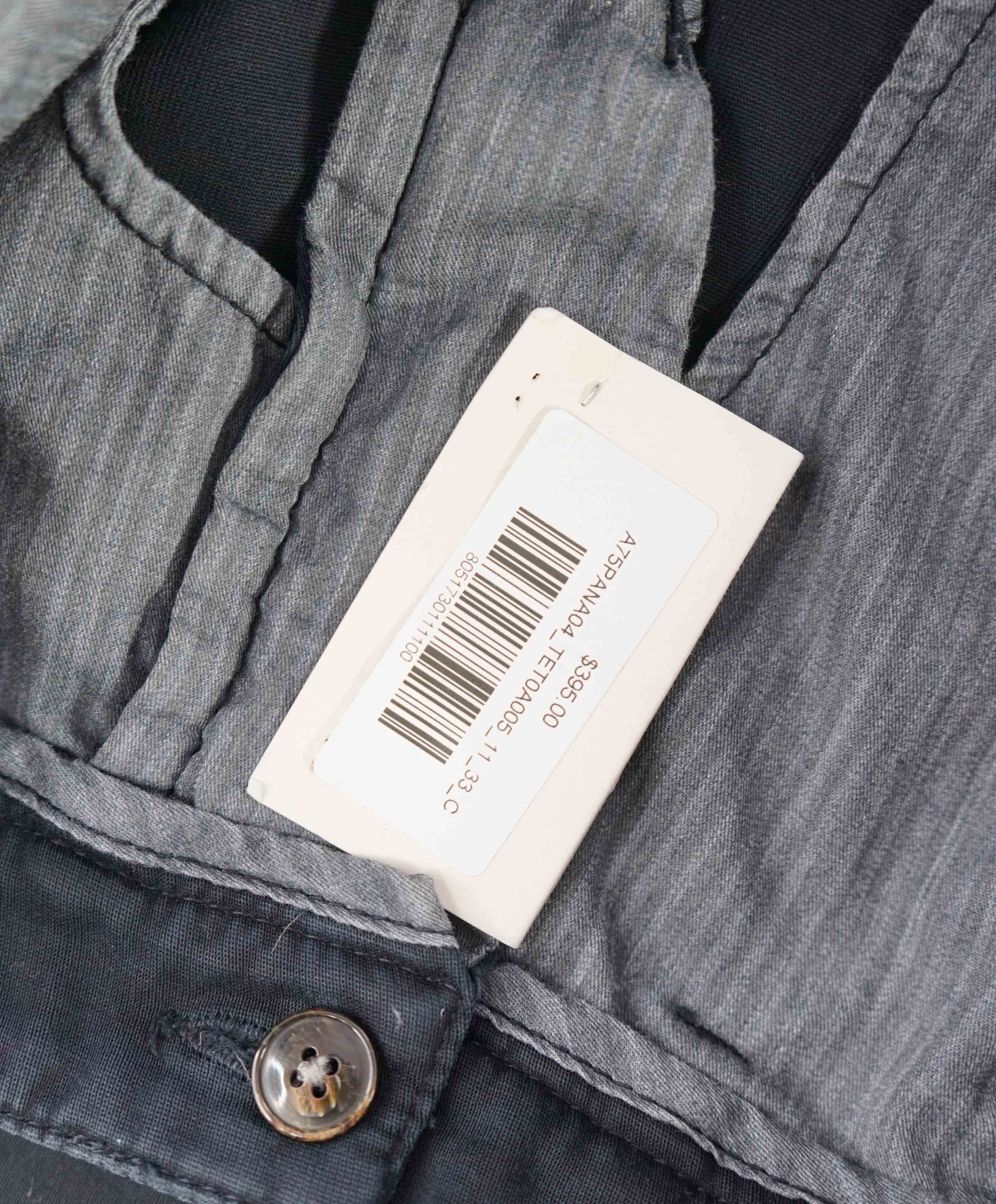 $395 ELEVENTY - Contrast Piping Navy Blue Cotton Chino Pants - 33W