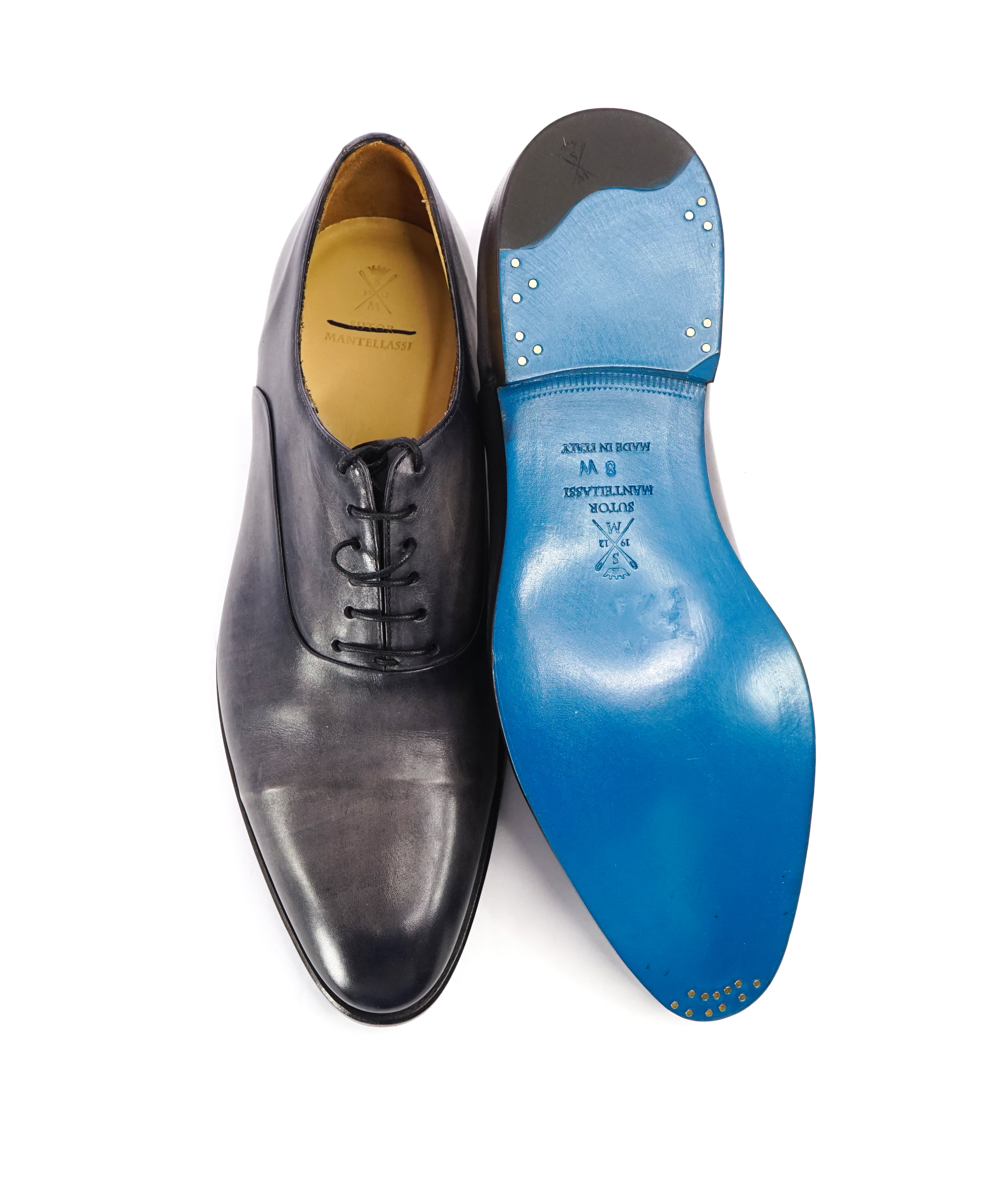 SUTOR MANTELLASSI - "Wholecut" Gray Slim Silhouette Oxford - 9 W US