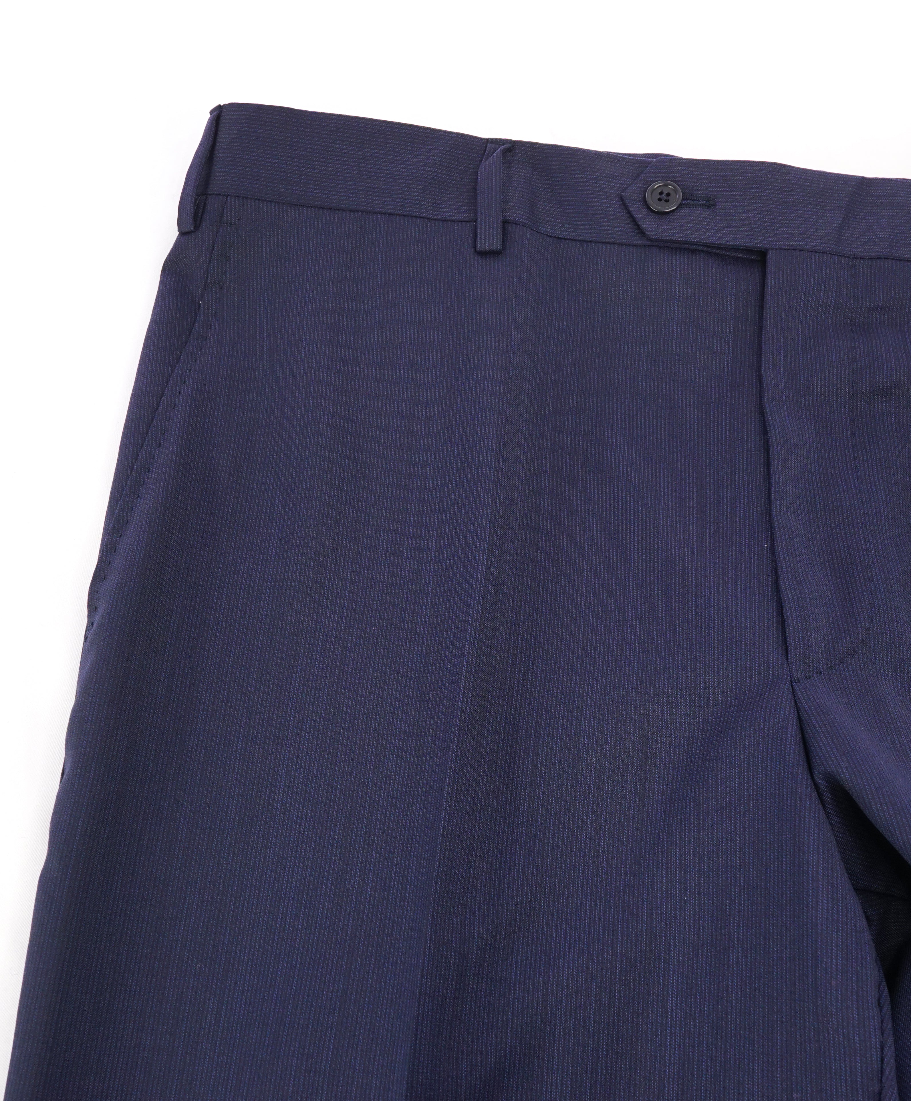 SAKS FIFTH AVE - Blue Wool & Silk MADE IN ITALY Blue Flat Front Dress Pants - 38W