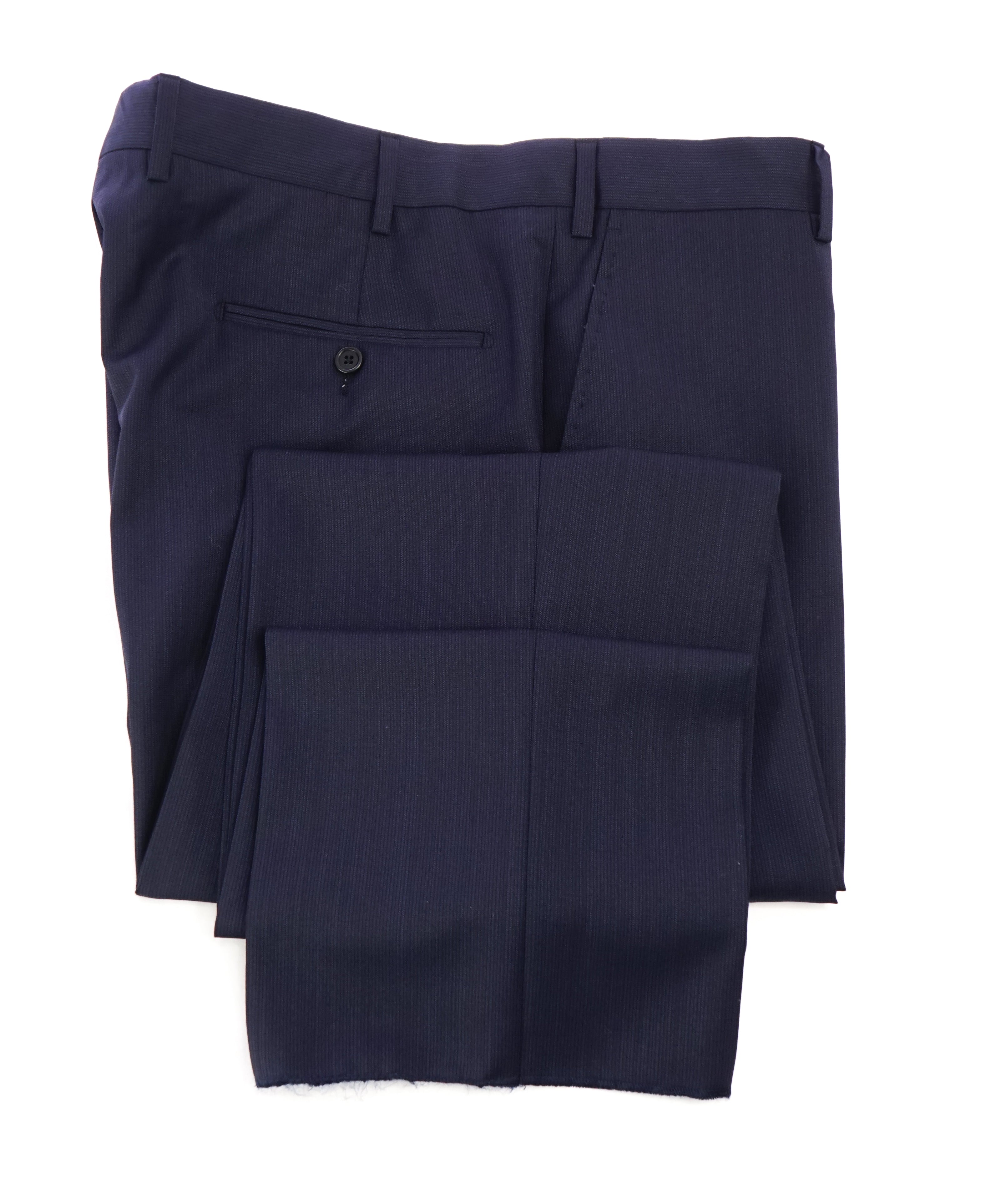 SAKS FIFTH AVE - Blue Wool & Silk MADE IN ITALY Blue Flat Front Dress Pants - 38W