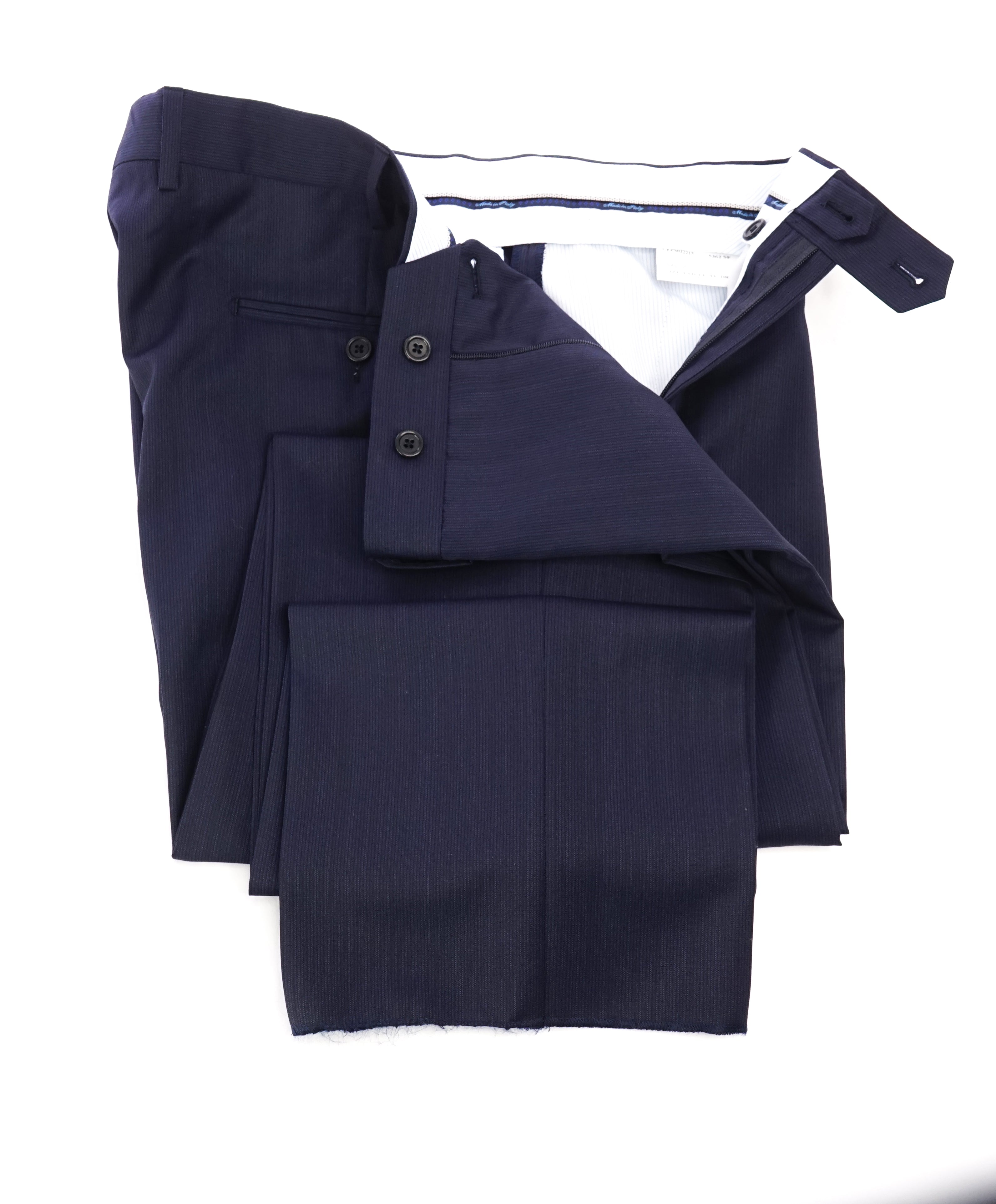 SAKS FIFTH AVE - Blue Wool & Silk MADE IN ITALY Blue Flat Front Dress Pants - 38W