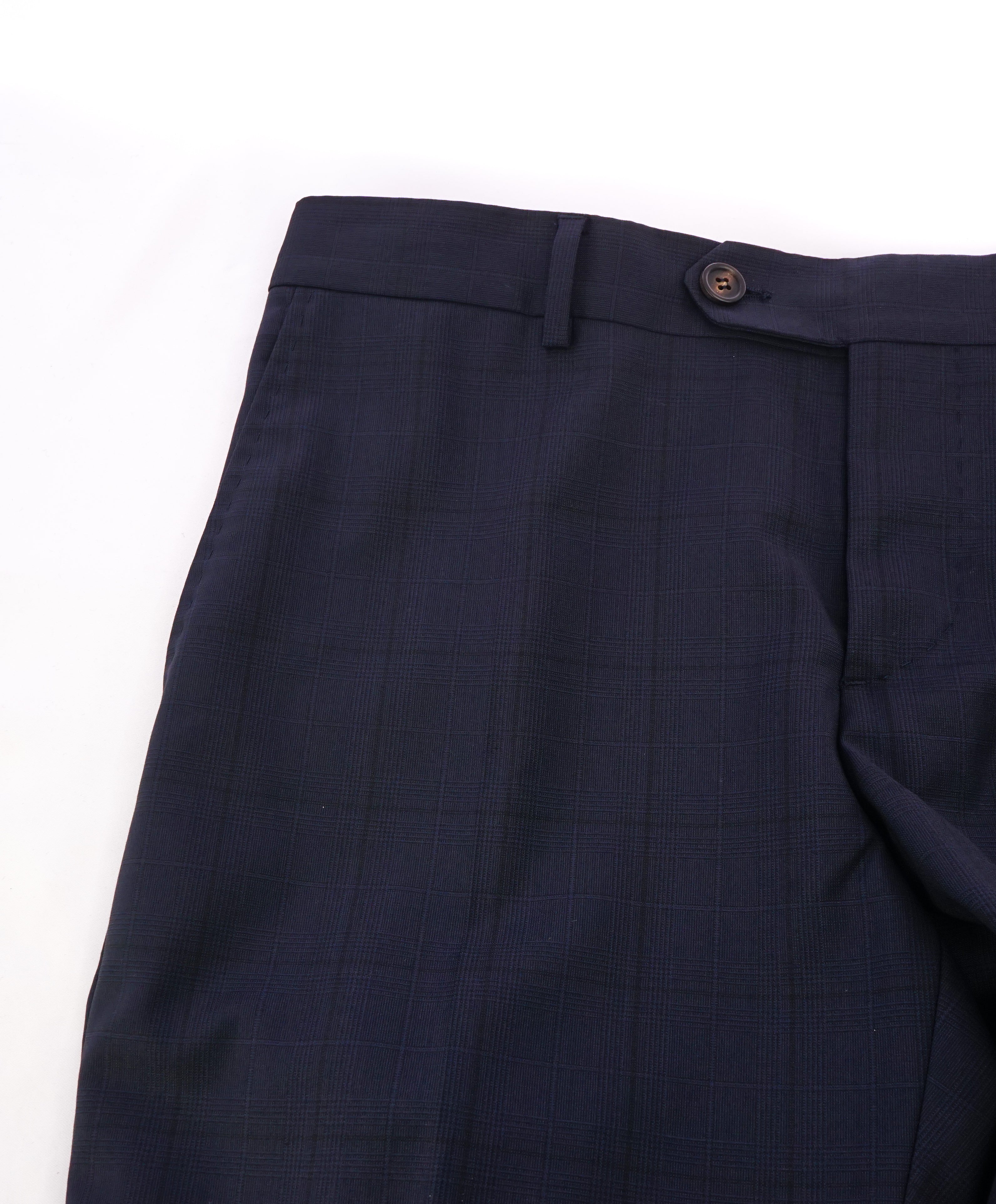 BRUNELLO CUCINELLI - Blue Windowpane Check Flat Front Pants - 34W