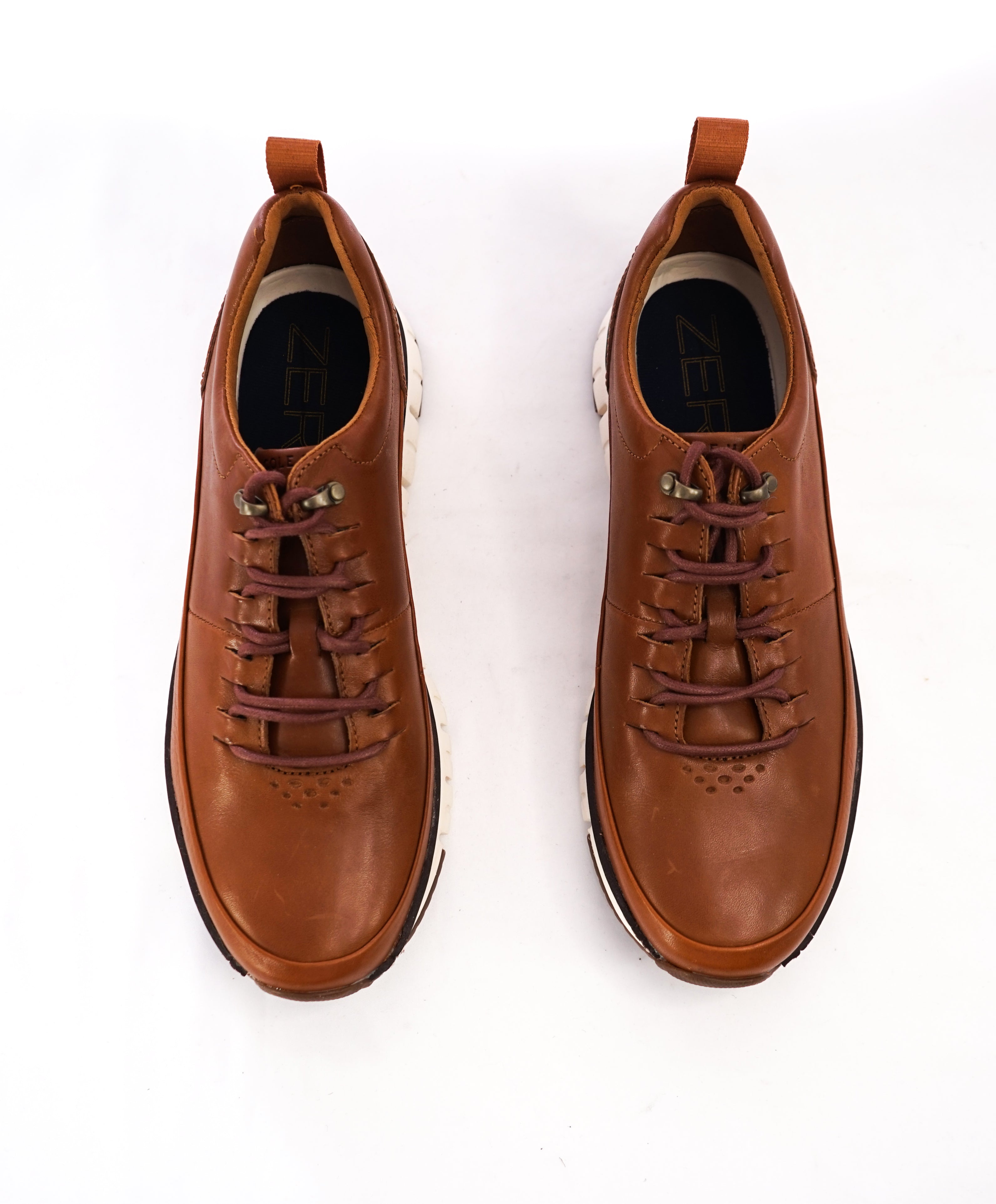 COLE HAAN - Zero Grand Brown Leather Rugged Oxford Sneakers - 9.5