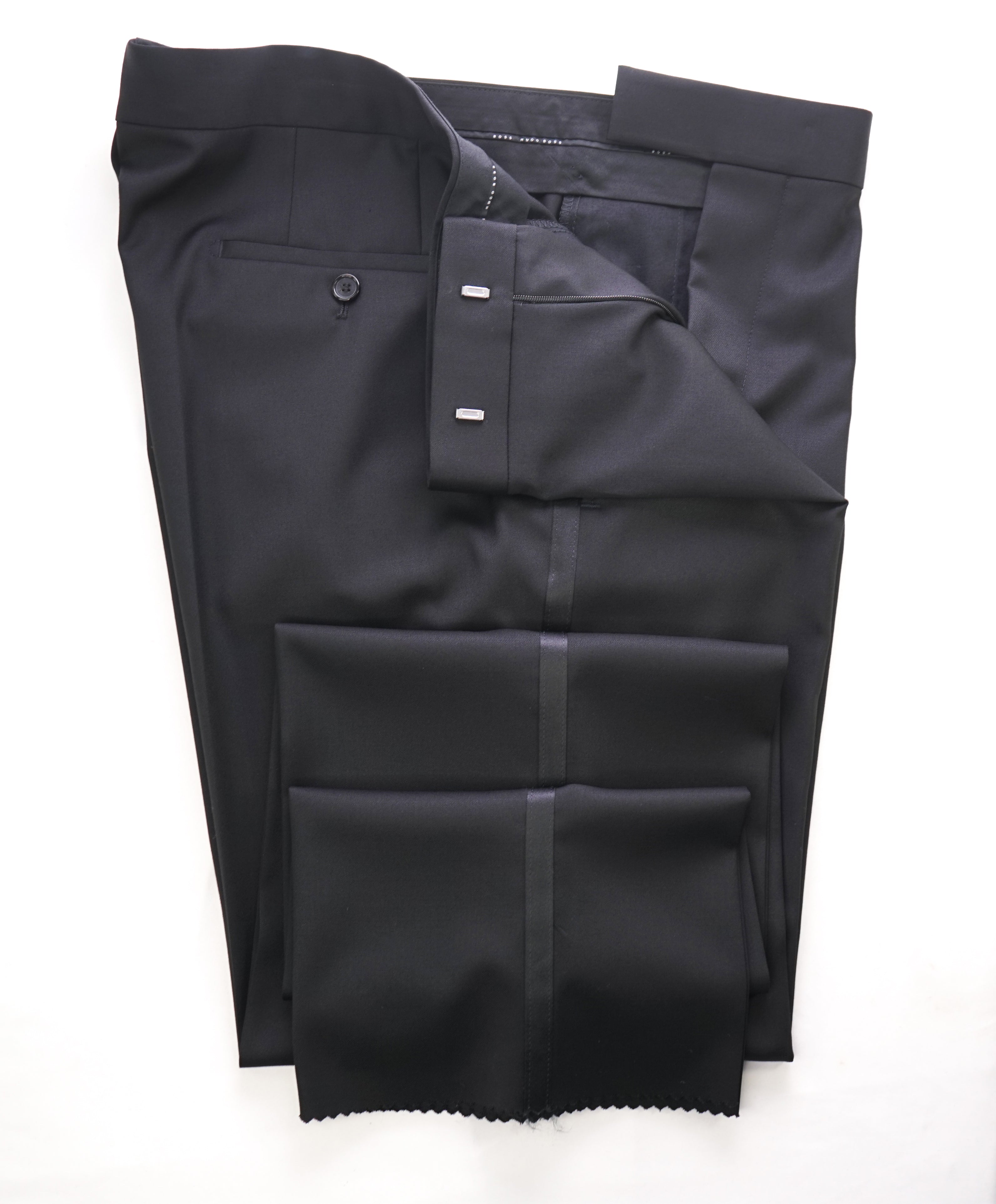 HUGO BOSS - Black Tux Dinner Flat Front Dress Pants - 38W