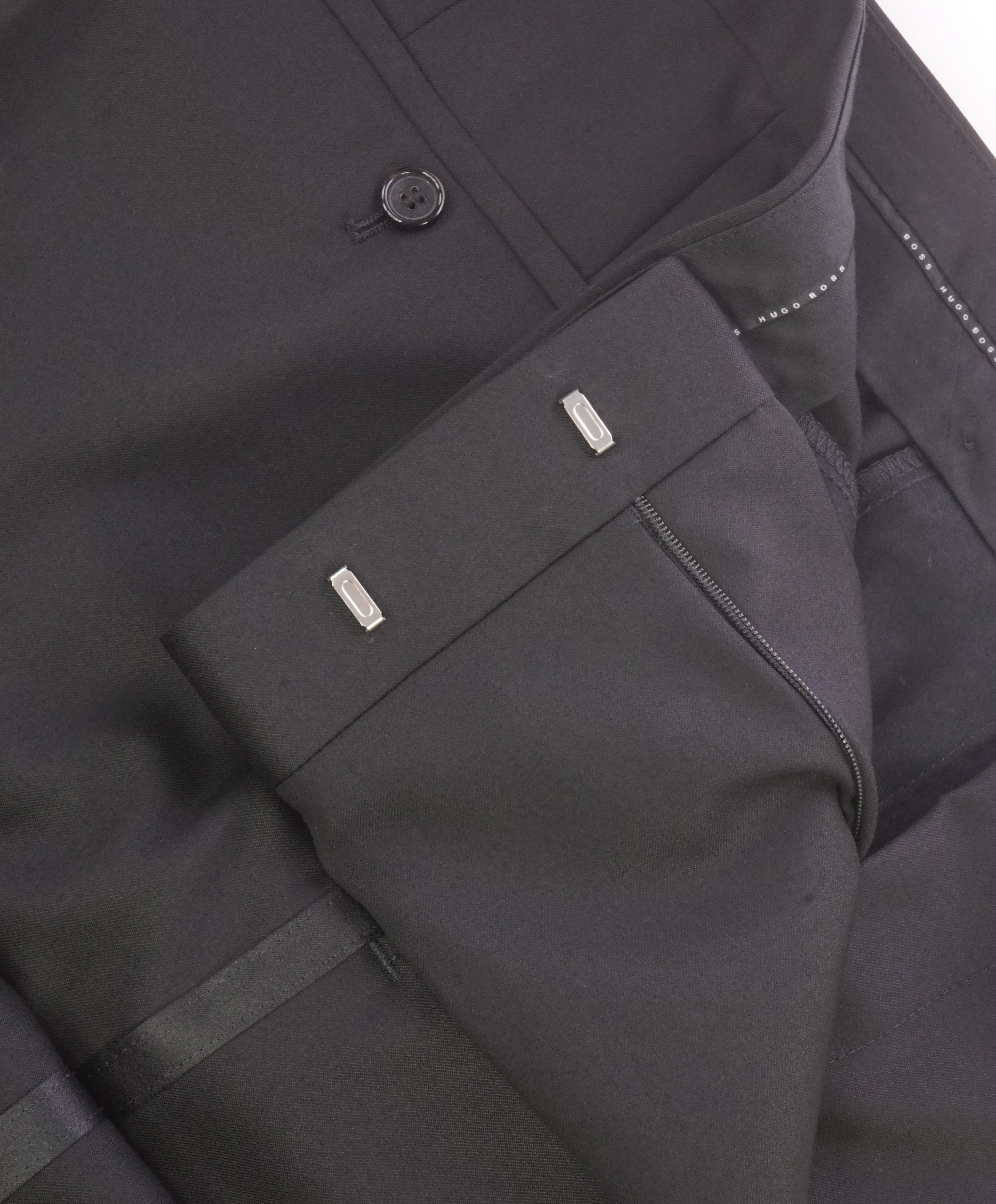 HUGO BOSS - Black Tux Dinner Flat Front Dress Pants - 38W