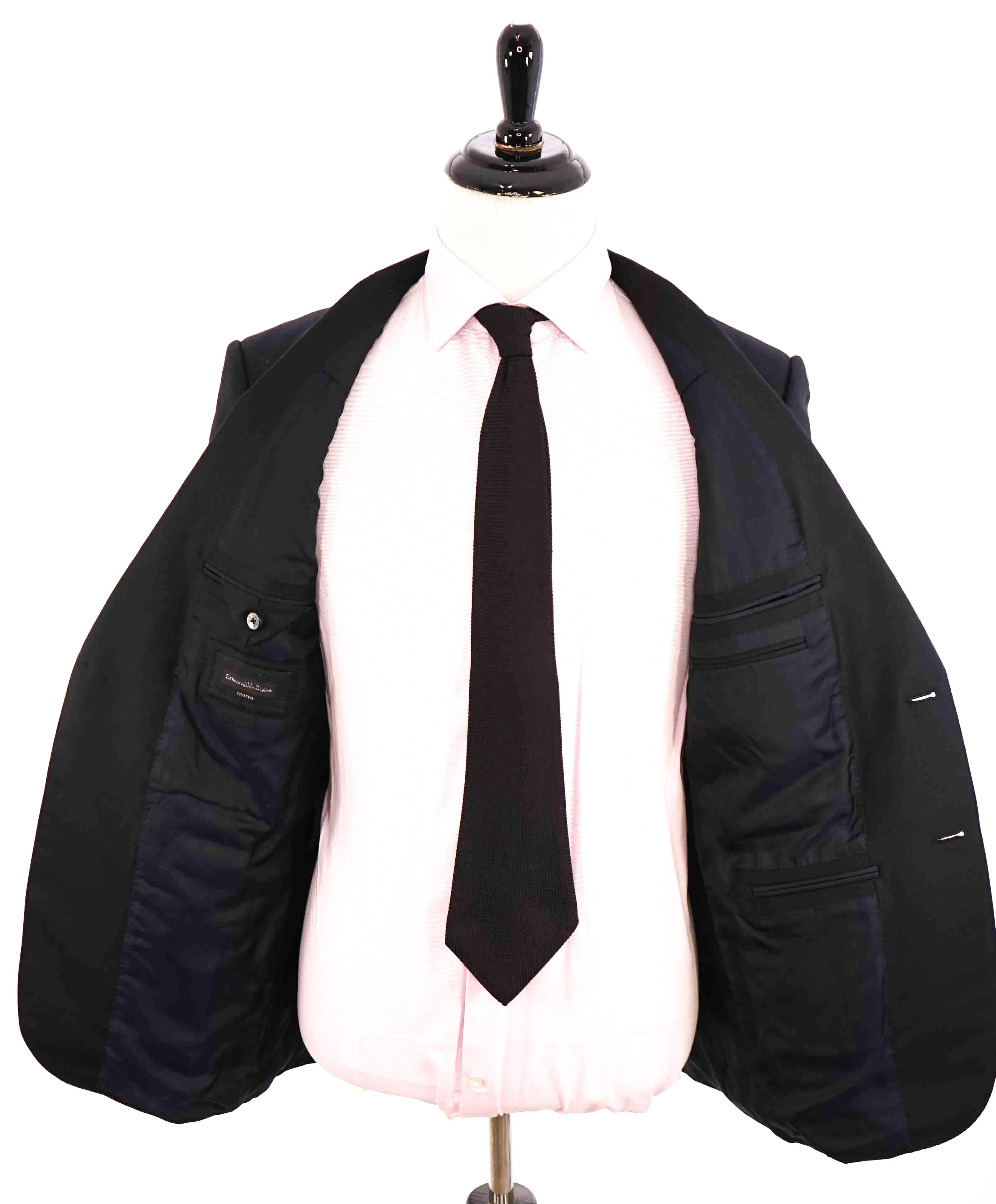 $3,995 ERMENEGILDO ZEGNA -"TROFEO" MILANO Black CLOSET STAPLE Suit - 42R