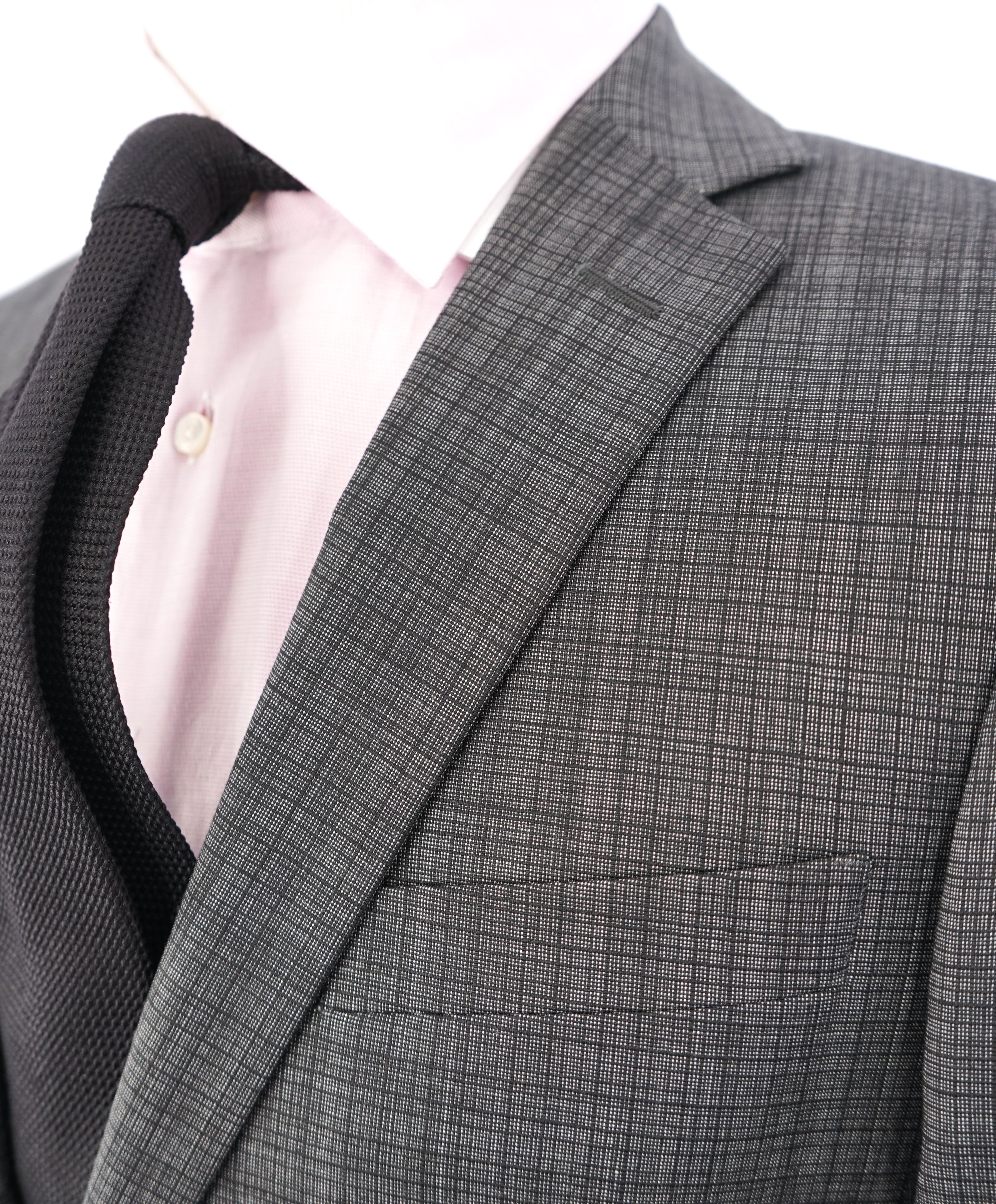 VERSACE COLLECTION - Abstract Check Gray Wool Suit Logo Buttons - 38R