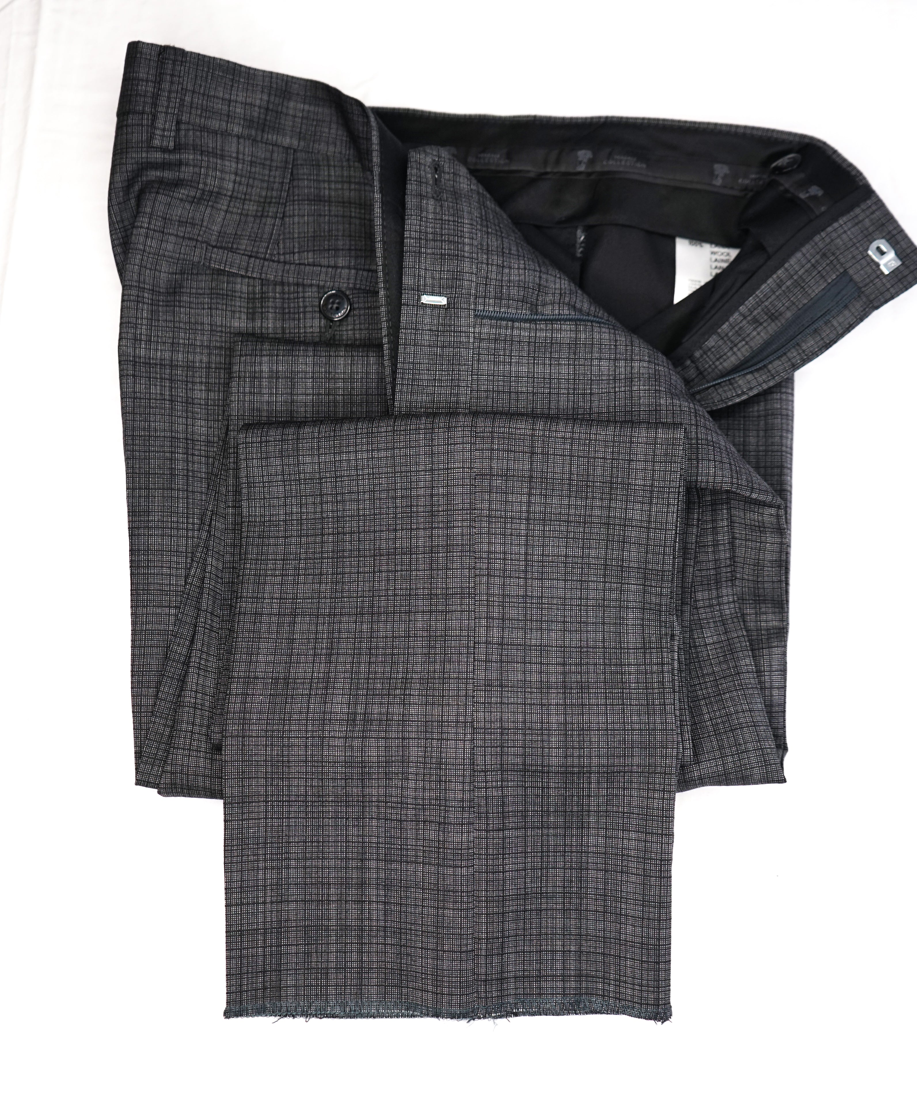VERSACE COLLECTION - Abstract Check Gray Wool Suit Logo Buttons - 38R