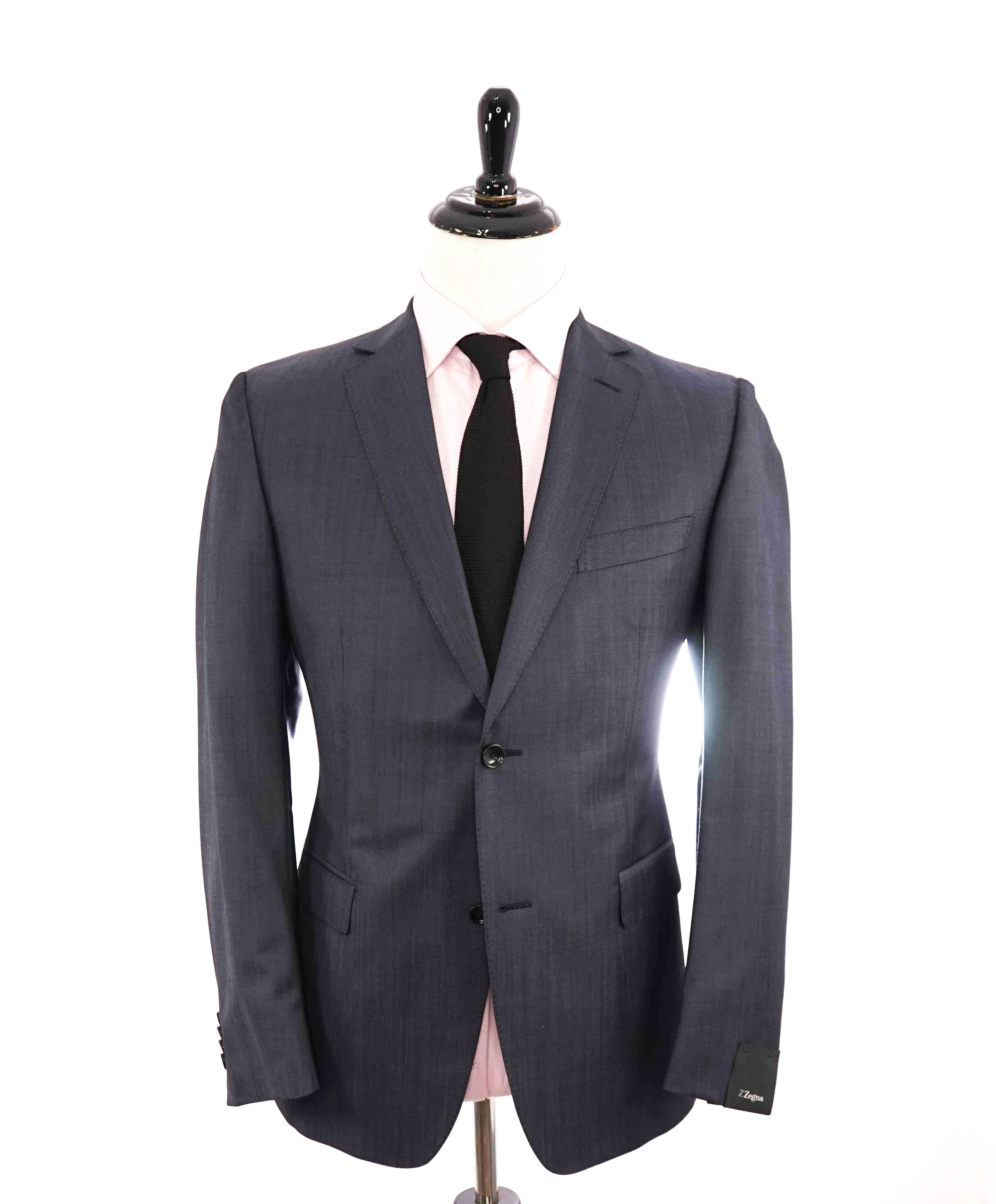$995 Z ZEGNA - Steel Blue Sharkskin *WOOL / MOHAIR* Blazer - 40R