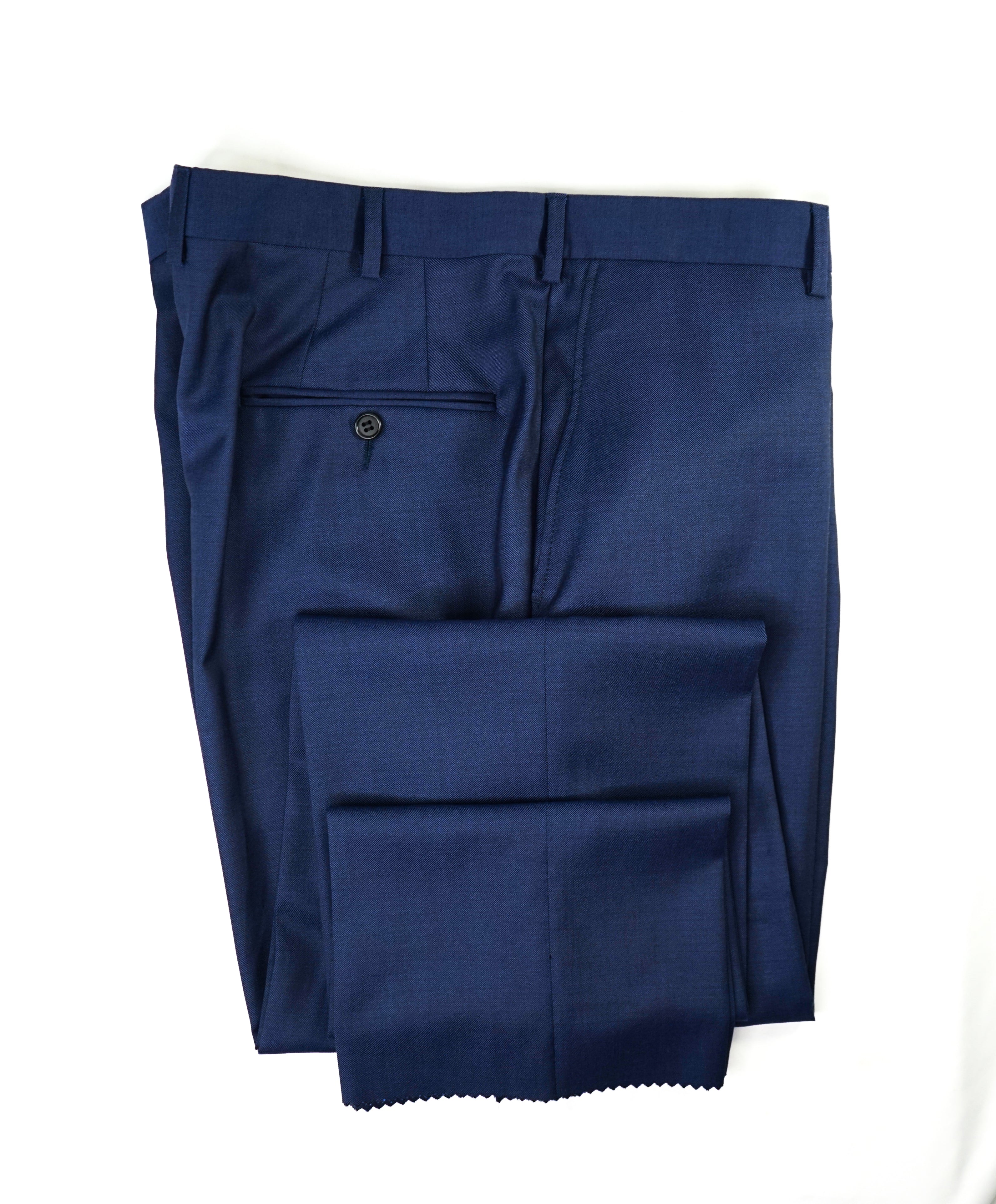 HICKEY FREEMAN - Bold Blue Wool Flat Front Dress Pants - 38W