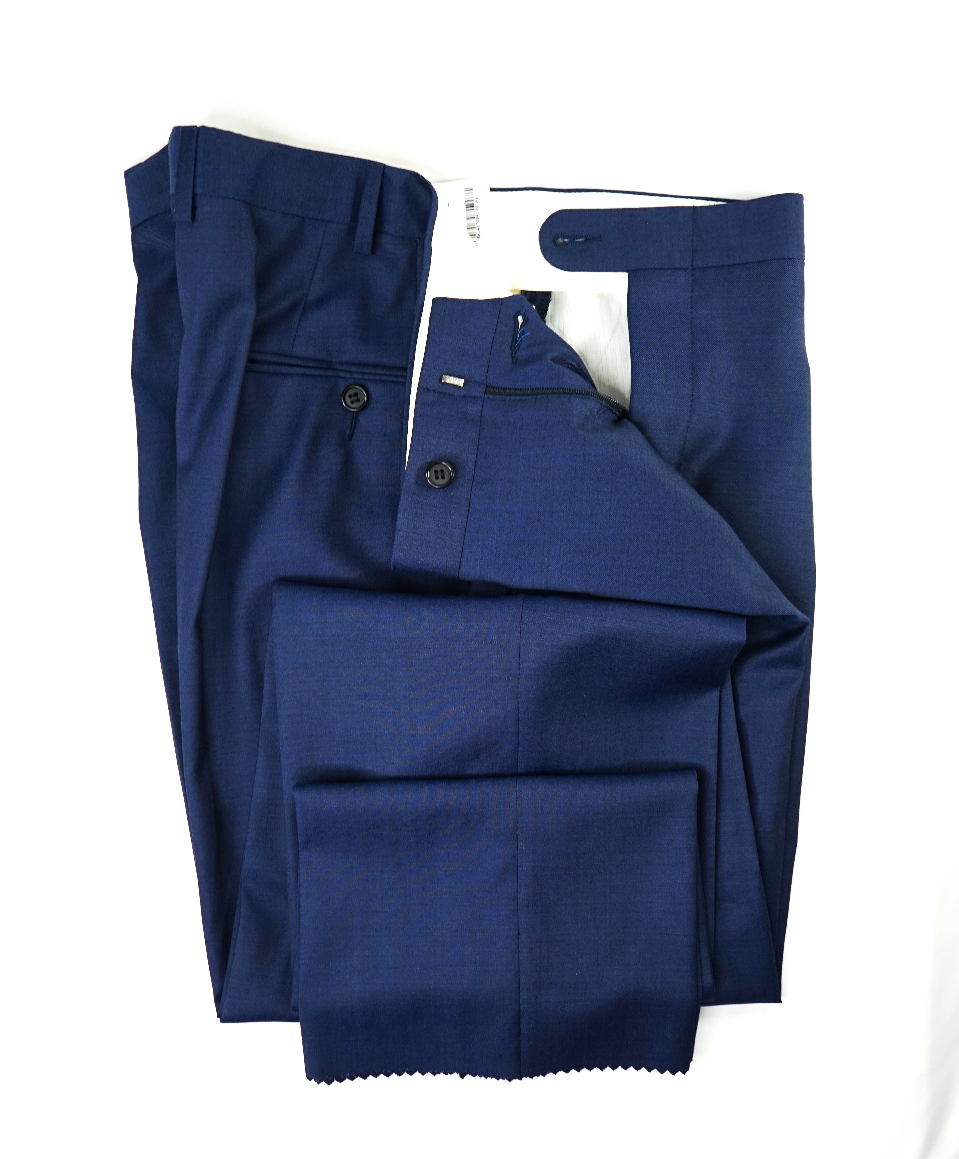 HICKEY FREEMAN - Bold Blue Wool Flat Front Dress Pants - 38W