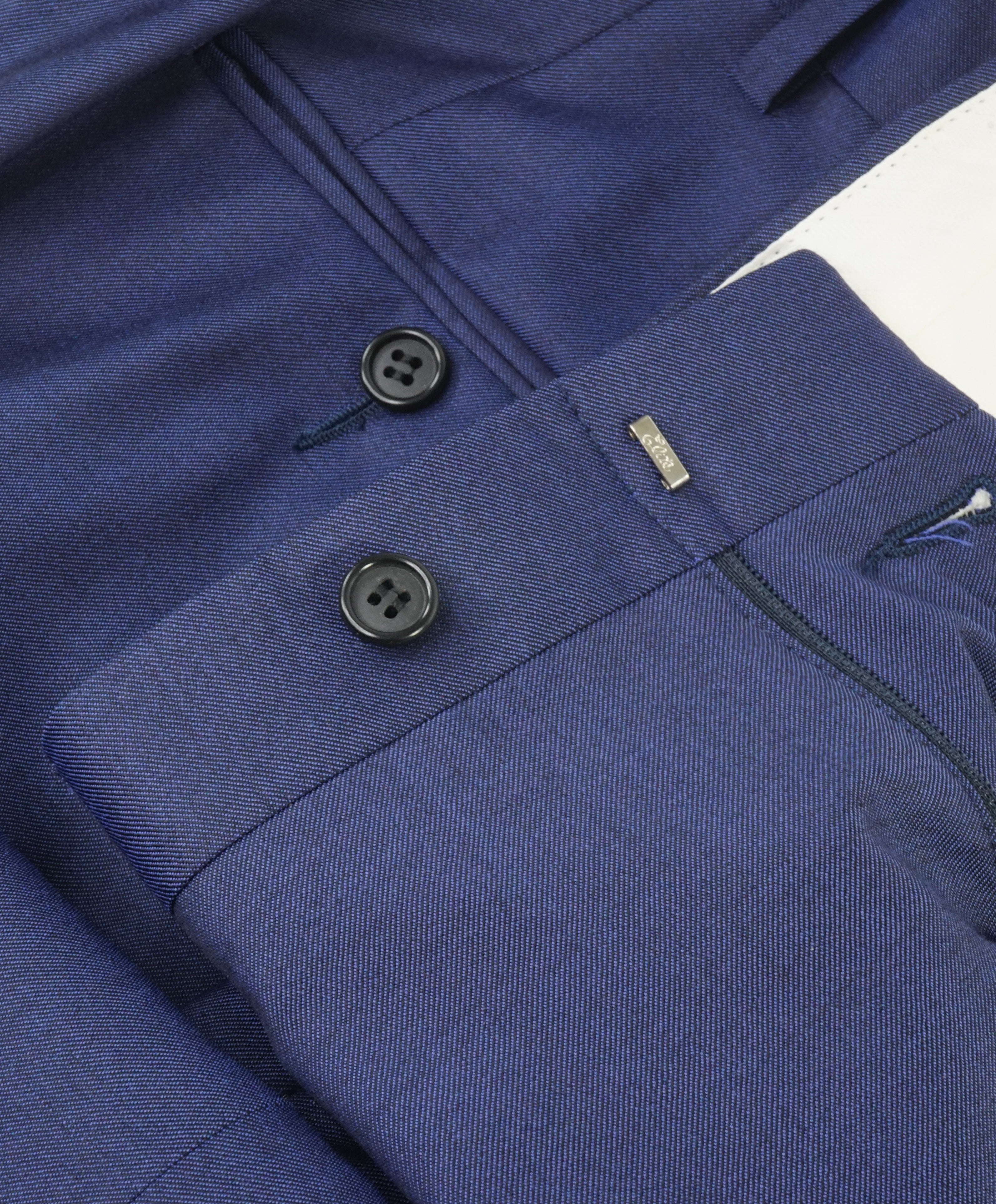 HICKEY FREEMAN - Bold Blue Wool Flat Front Dress Pants - 38W