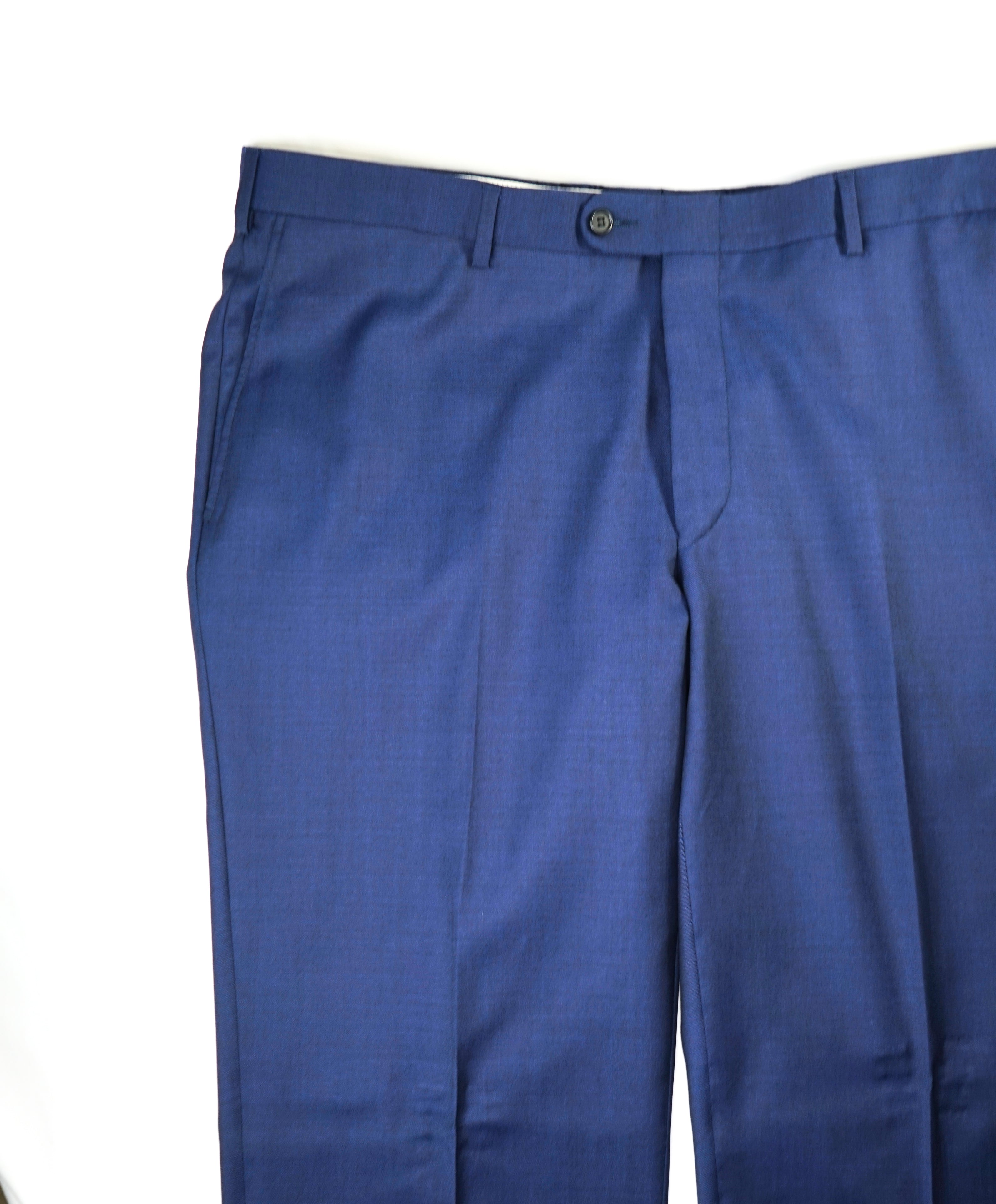 HICKEY FREEMAN - Bold Blue Wool Flat Front Dress Pants - 38W