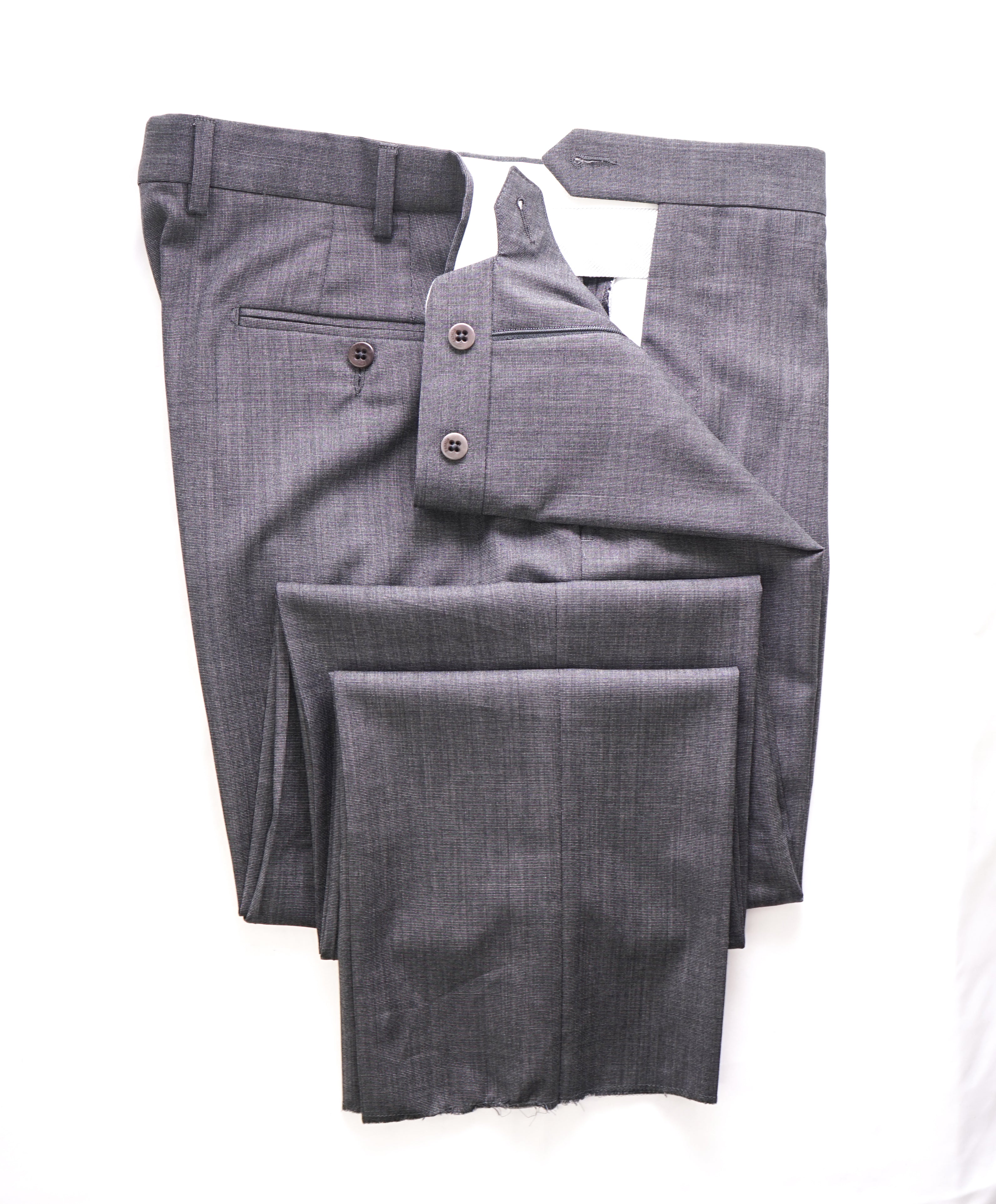 ZANELLA - Gray Textured “DEVON” Wool Flat Front Dress Pants - 36W