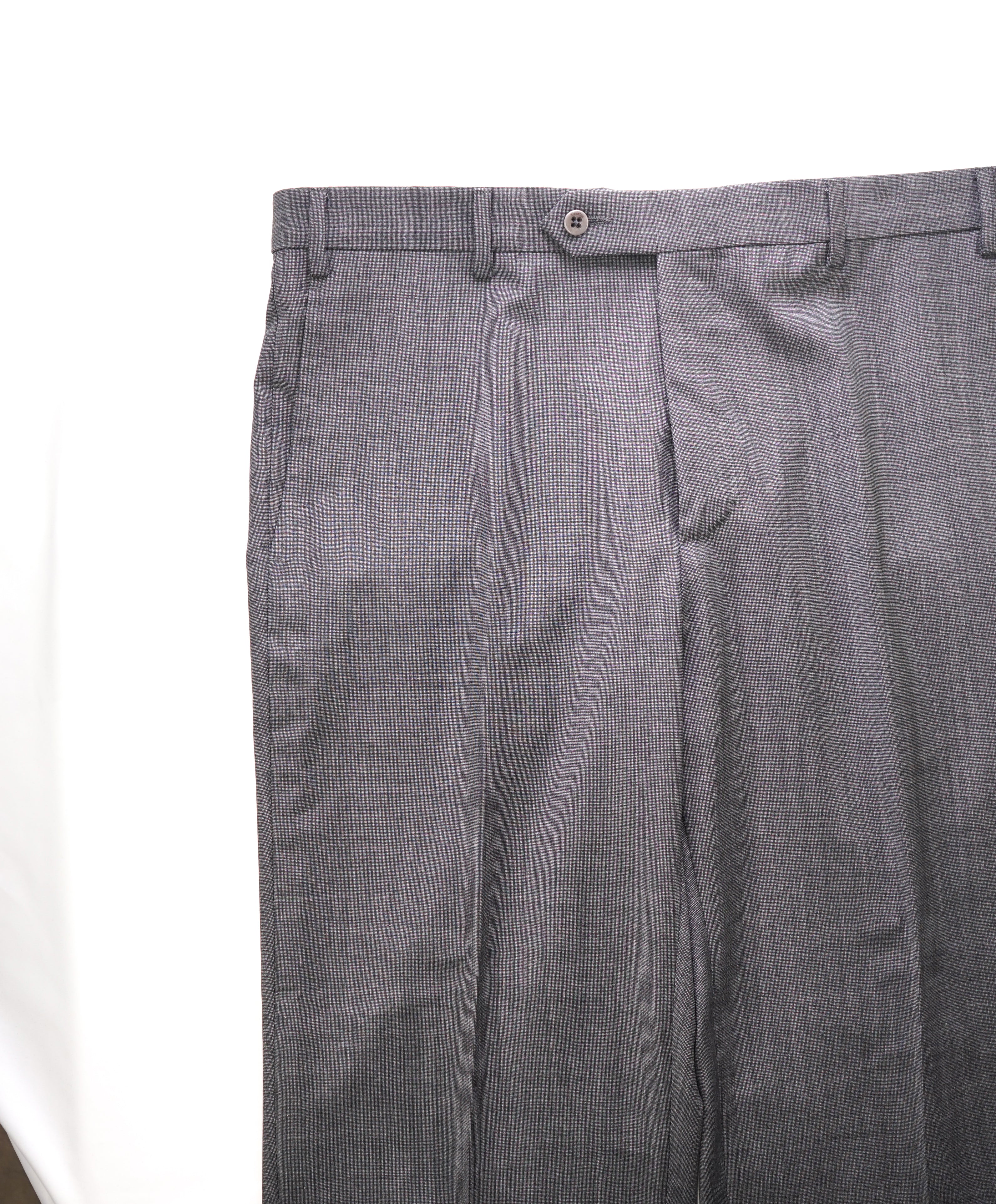 ZANELLA - Gray Textured “DEVON” Wool Flat Front Dress Pants - 36W
