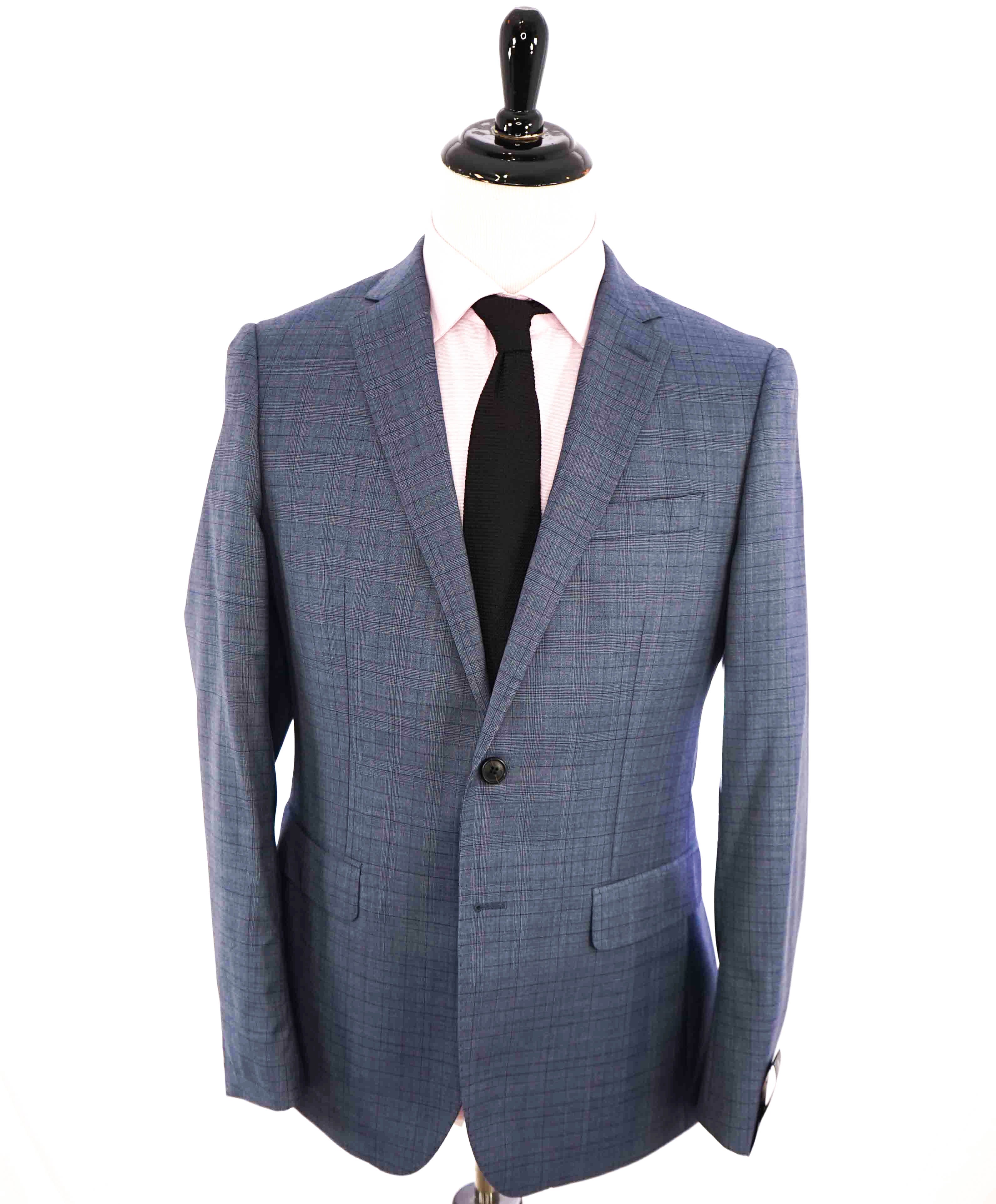 $595 BANANA REPUBLIC - *GUABELLO Fabric* Baby Blue Check Blazer - 40R (50EU)