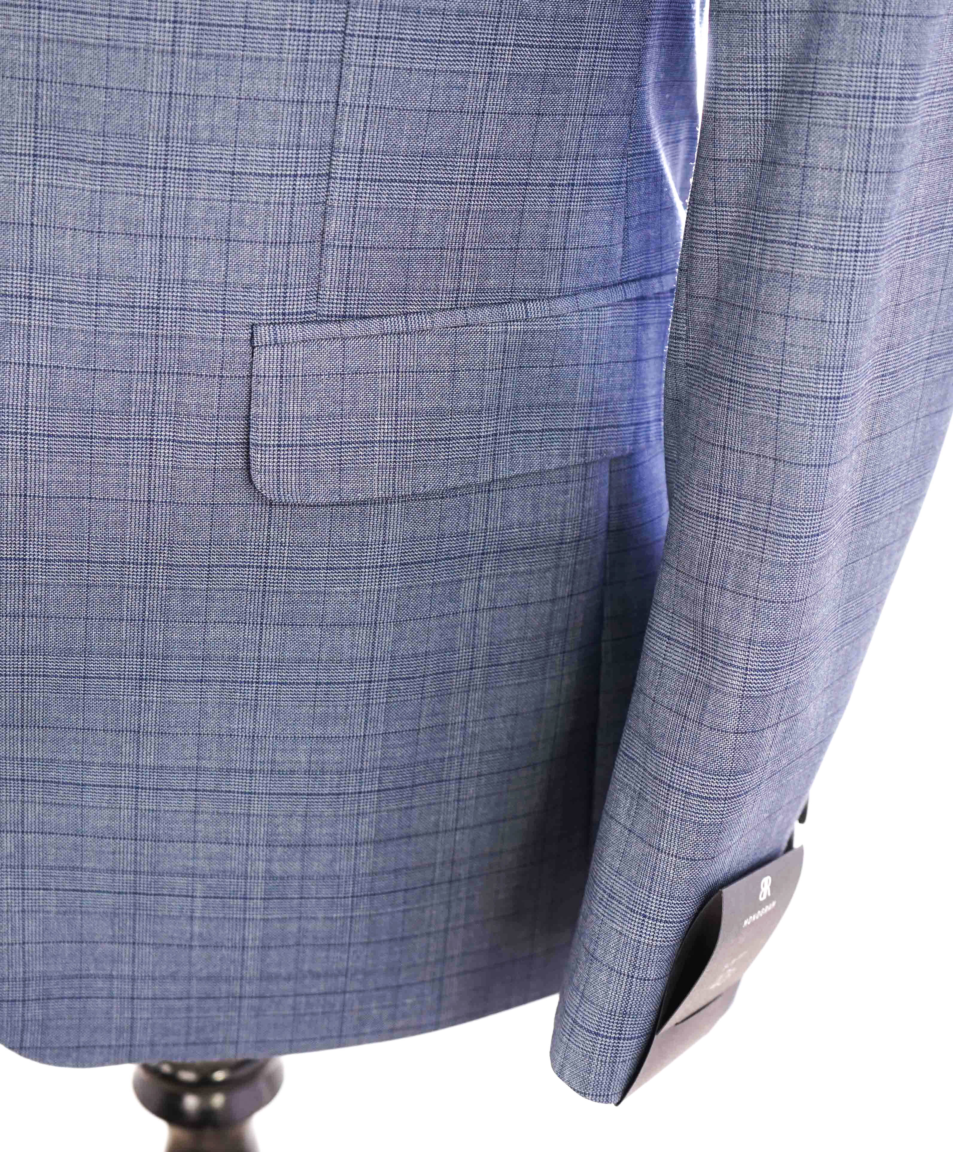 $595 BANANA REPUBLIC - *GUABELLO Fabric* Baby Blue Check Blazer - 40R (50EU)
