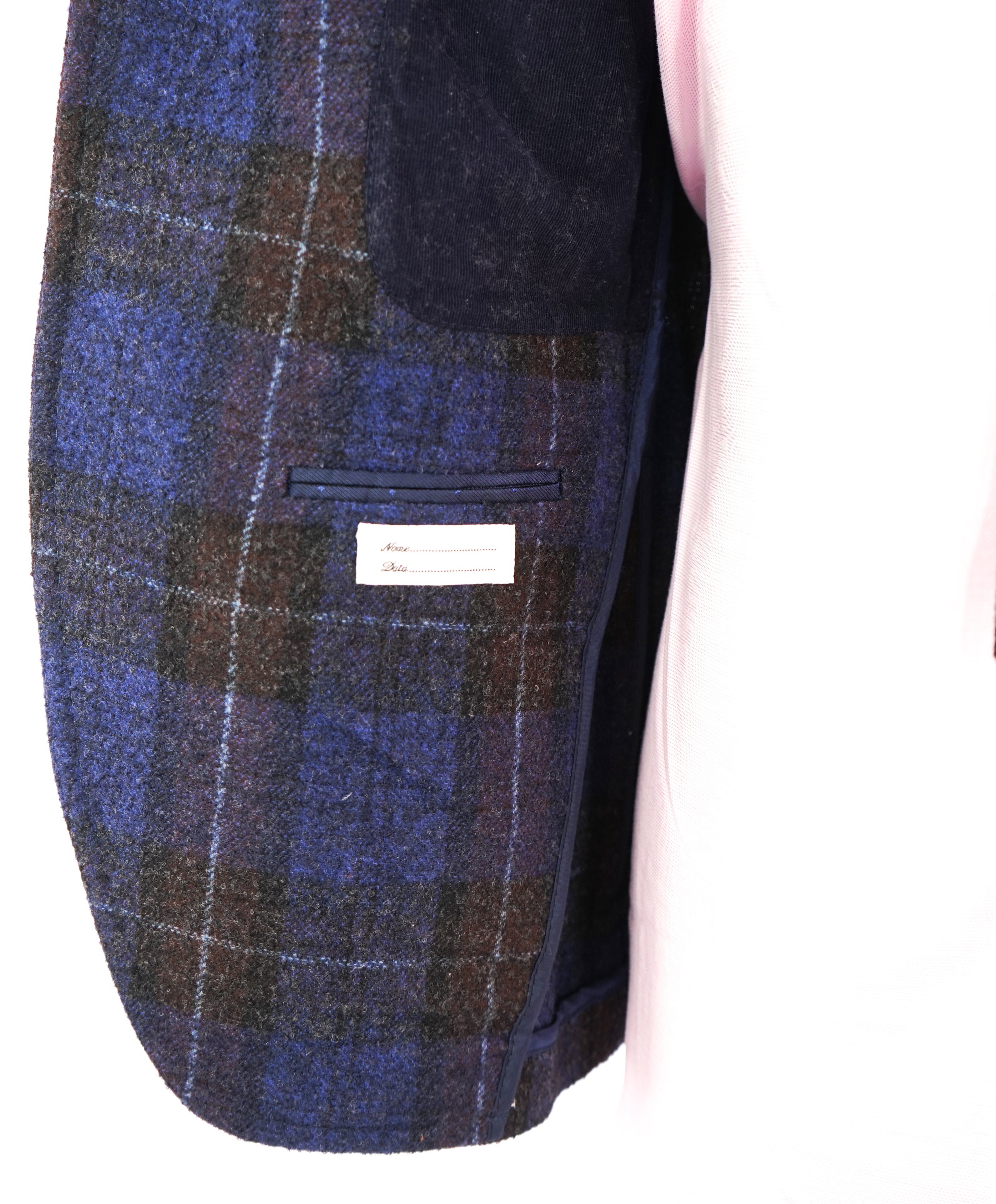TAGLIATORE - Wide Peak Lapel Brown/Blue Bold Plaid Blazer 5-Button - 38R