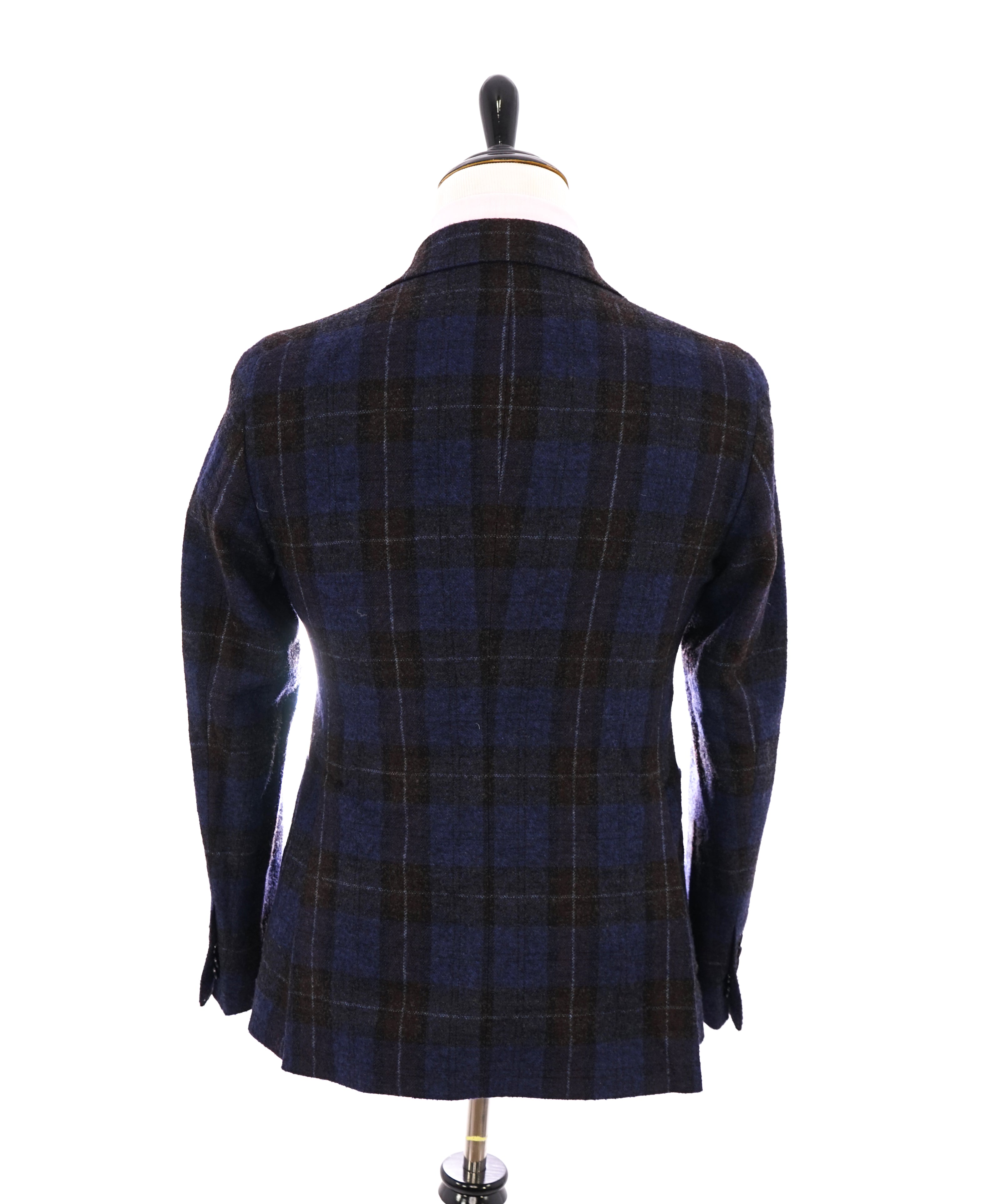 TAGLIATORE - Wide Peak Lapel Brown/Blue Bold Plaid Blazer 5-Button - 38R