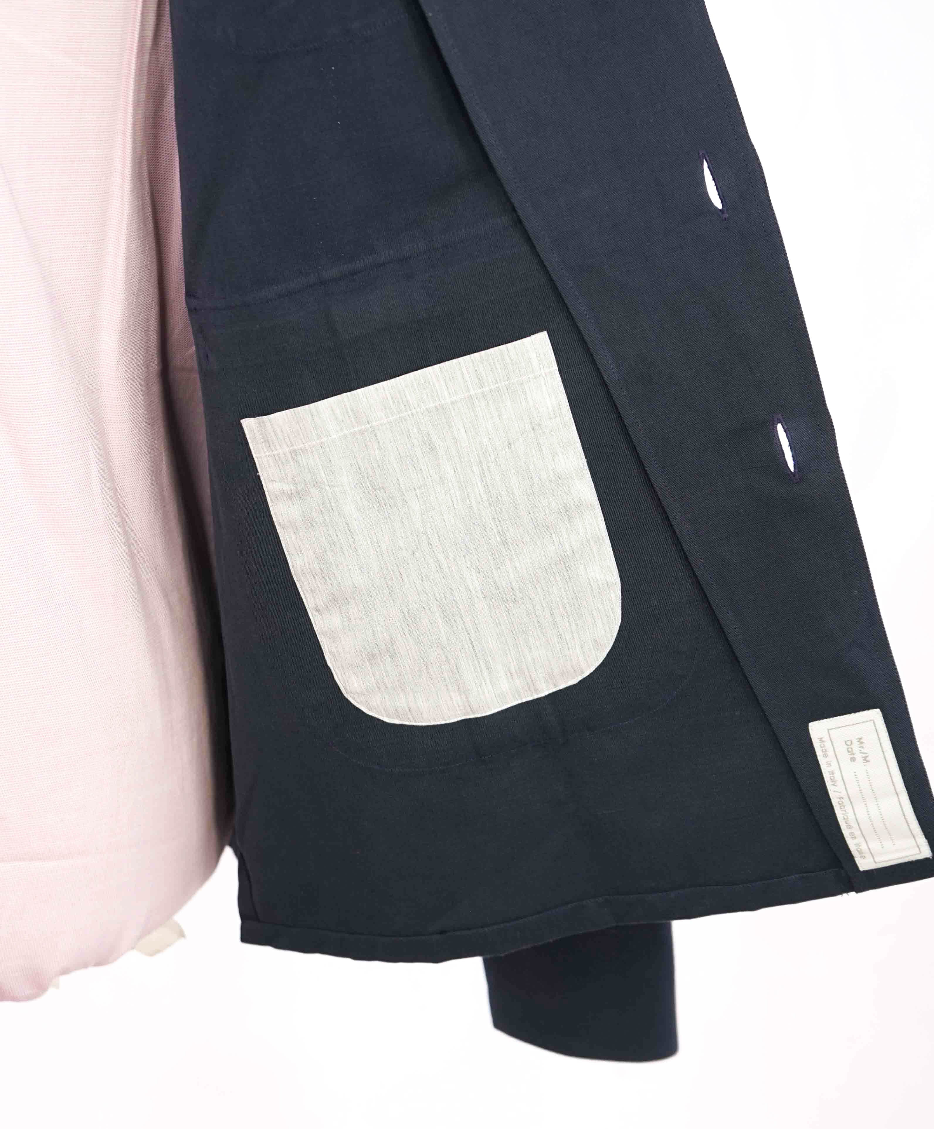 $745 ELEVENTY PLATINUM - Navy Blue Button Cotton/Linen Shirt Jacket Coat - M