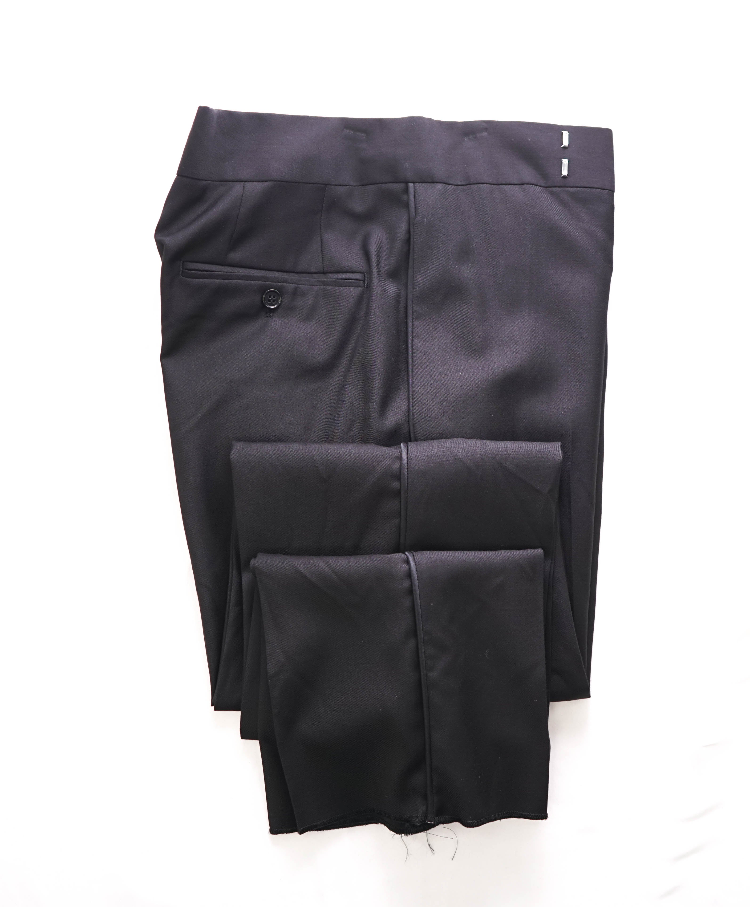 EMPORIO ARMANI - Black *Closet Staple* Flat Front Tuxedo Dinner Pants - 32W (48 EU)