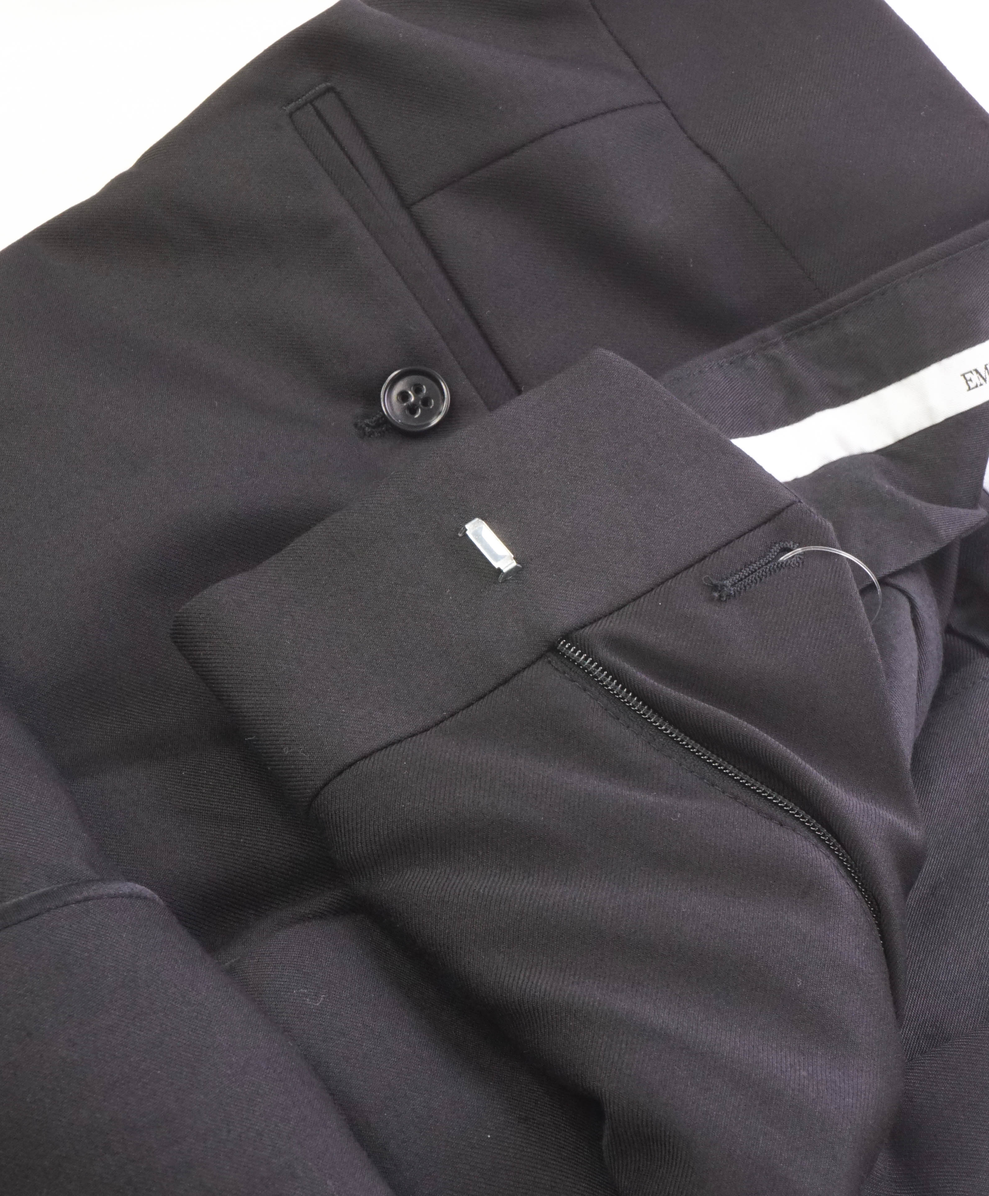 EMPORIO ARMANI - Black *Closet Staple* Flat Front Tuxedo Dinner Pants - 32W (48 EU)