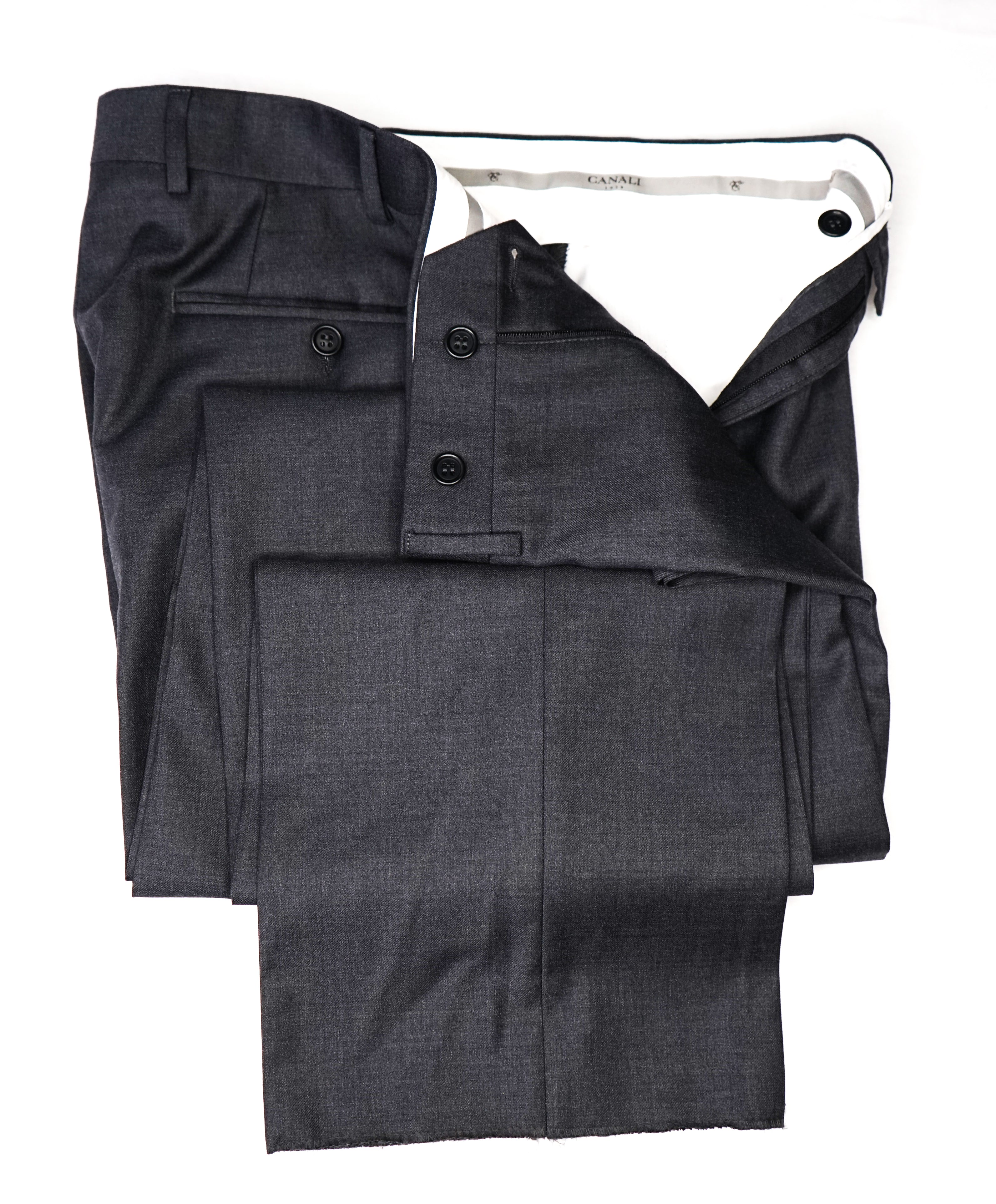 CANALI - Gray Charcoal Notch Lapel Iconic Suit - 38S