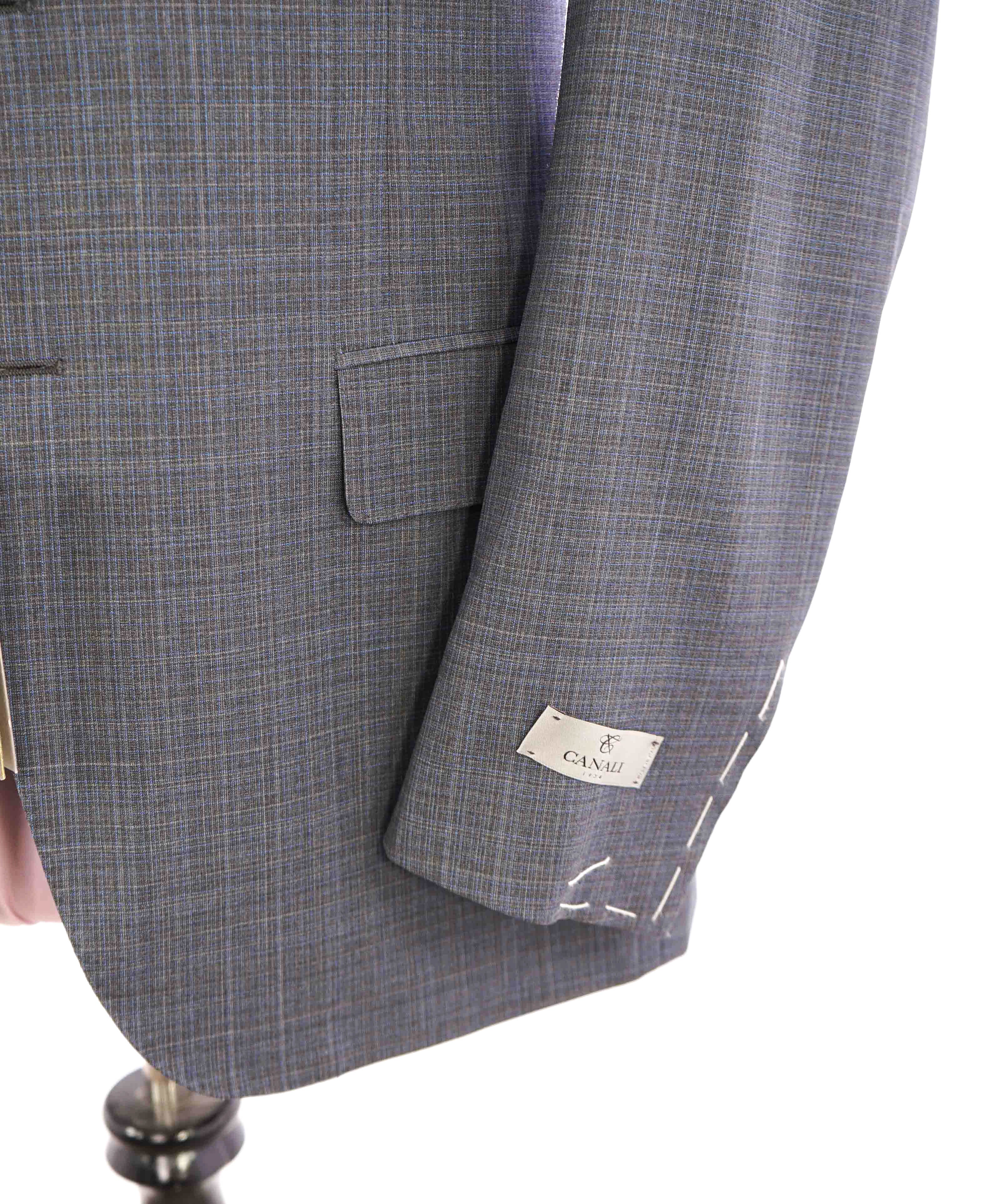 $2,000 CANALI - Blue & Gray ABSTRACT CHECK *IMPECCABILE* Suit - 40R 35W