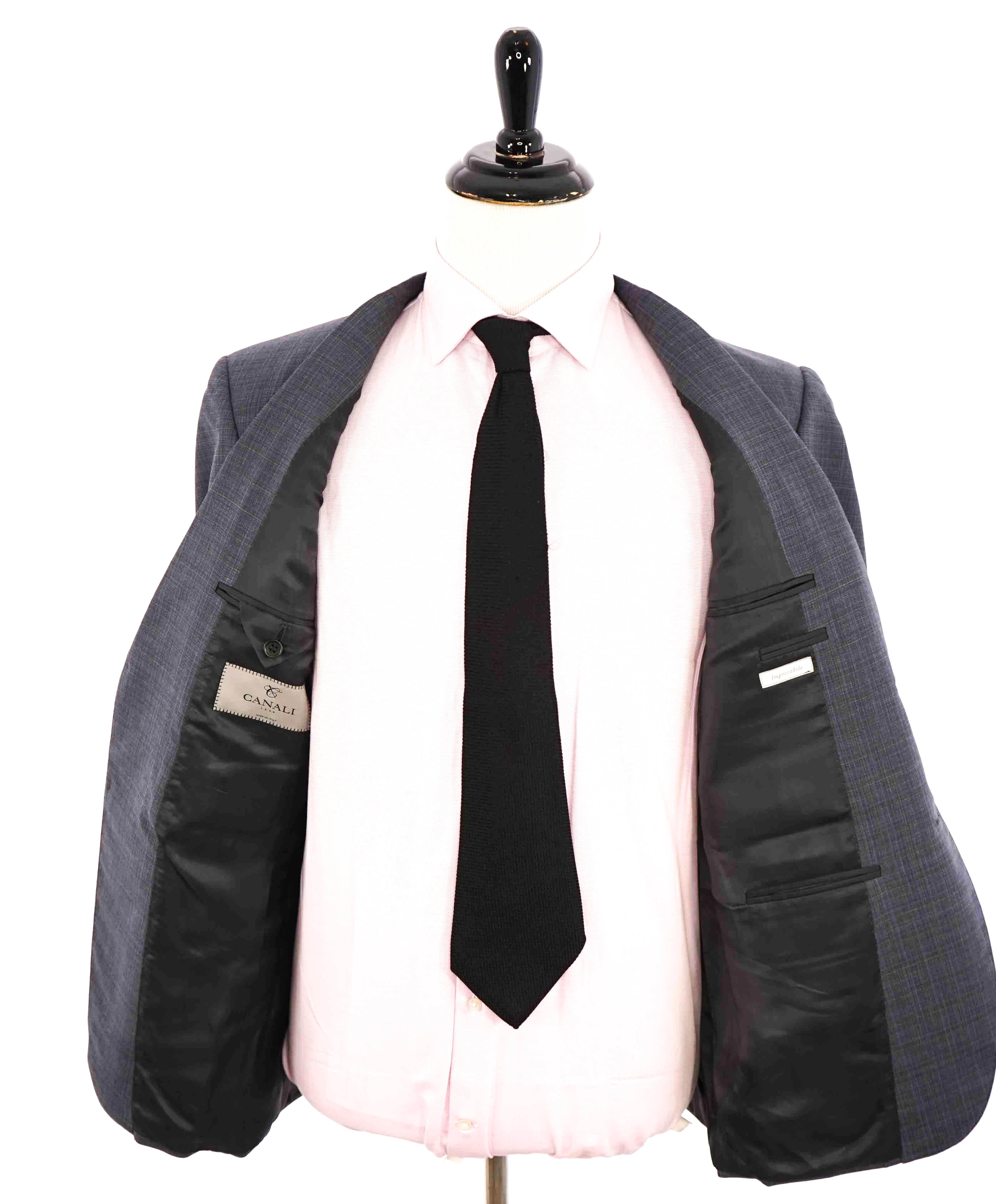 $2,000 CANALI - Blue & Gray ABSTRACT CHECK *IMPECCABILE* Suit - 40R 35W