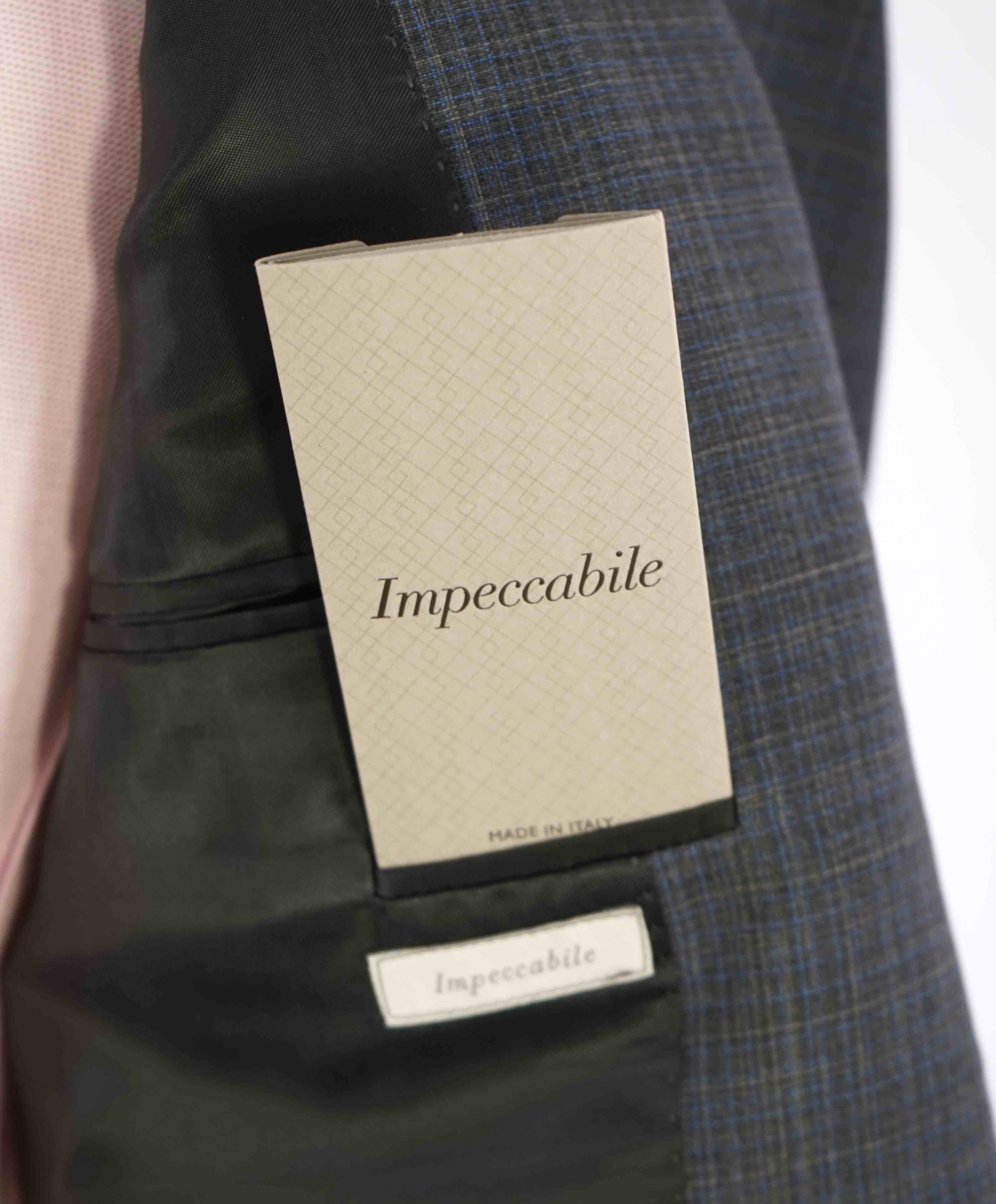 $2,000 CANALI - Blue & Gray ABSTRACT CHECK *IMPECCABILE* Suit - 40R 35W