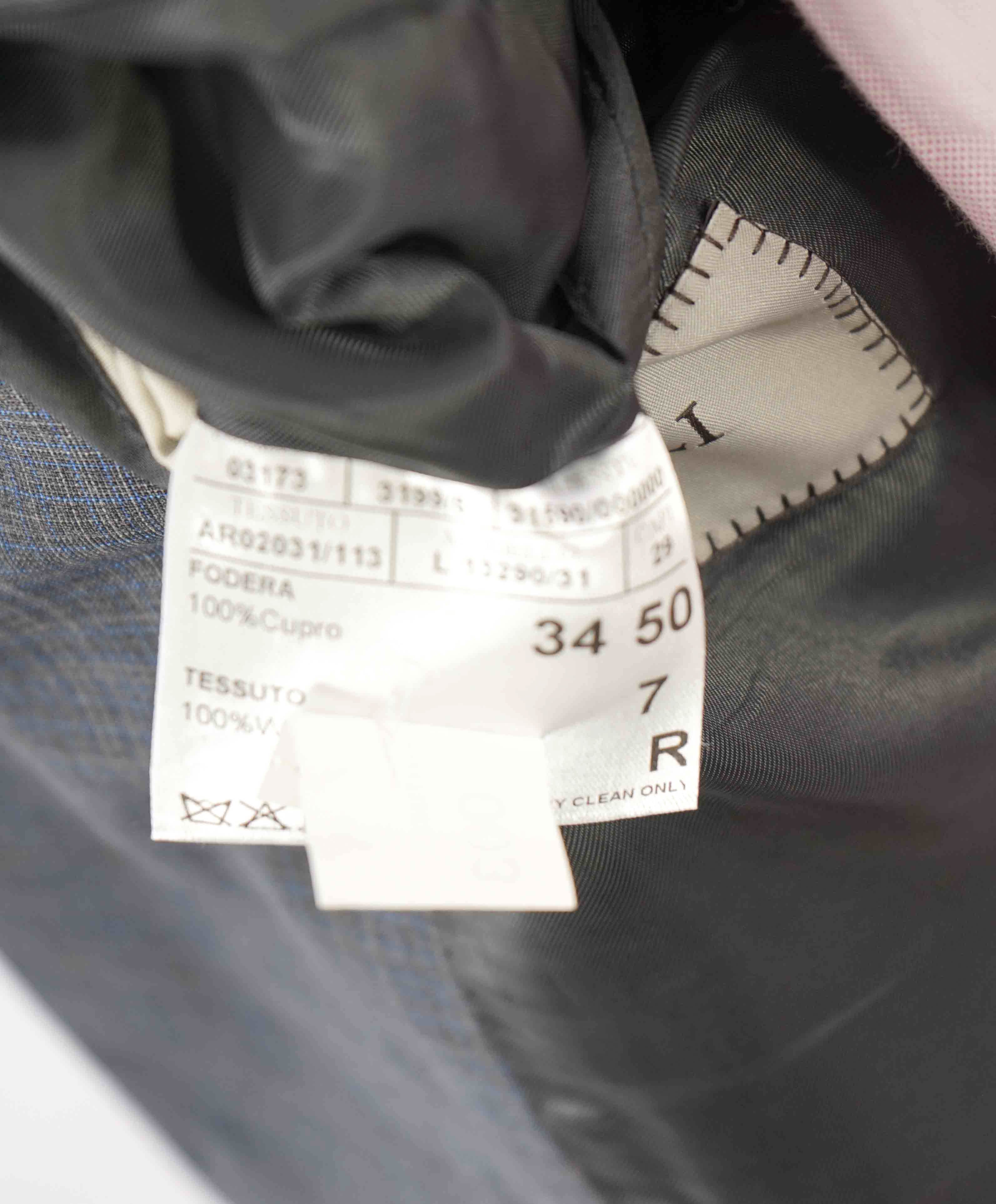 $2,000 CANALI - Blue & Gray ABSTRACT CHECK *IMPECCABILE* Suit - 40R 35W