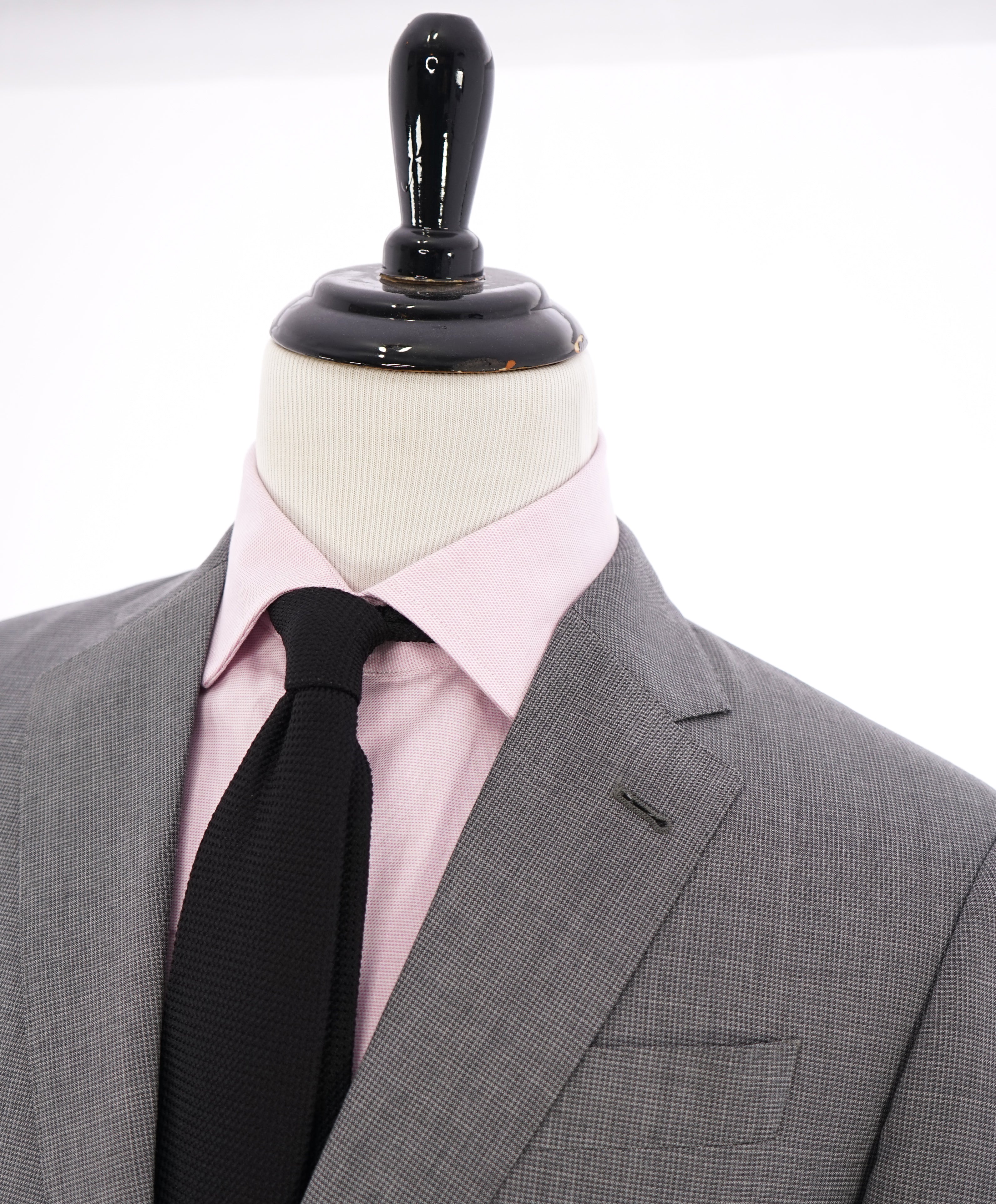 ARMANI COLLEZIONI - “G Line” Gray Micro Check Plaid Notch Lapel Blazer - 46R