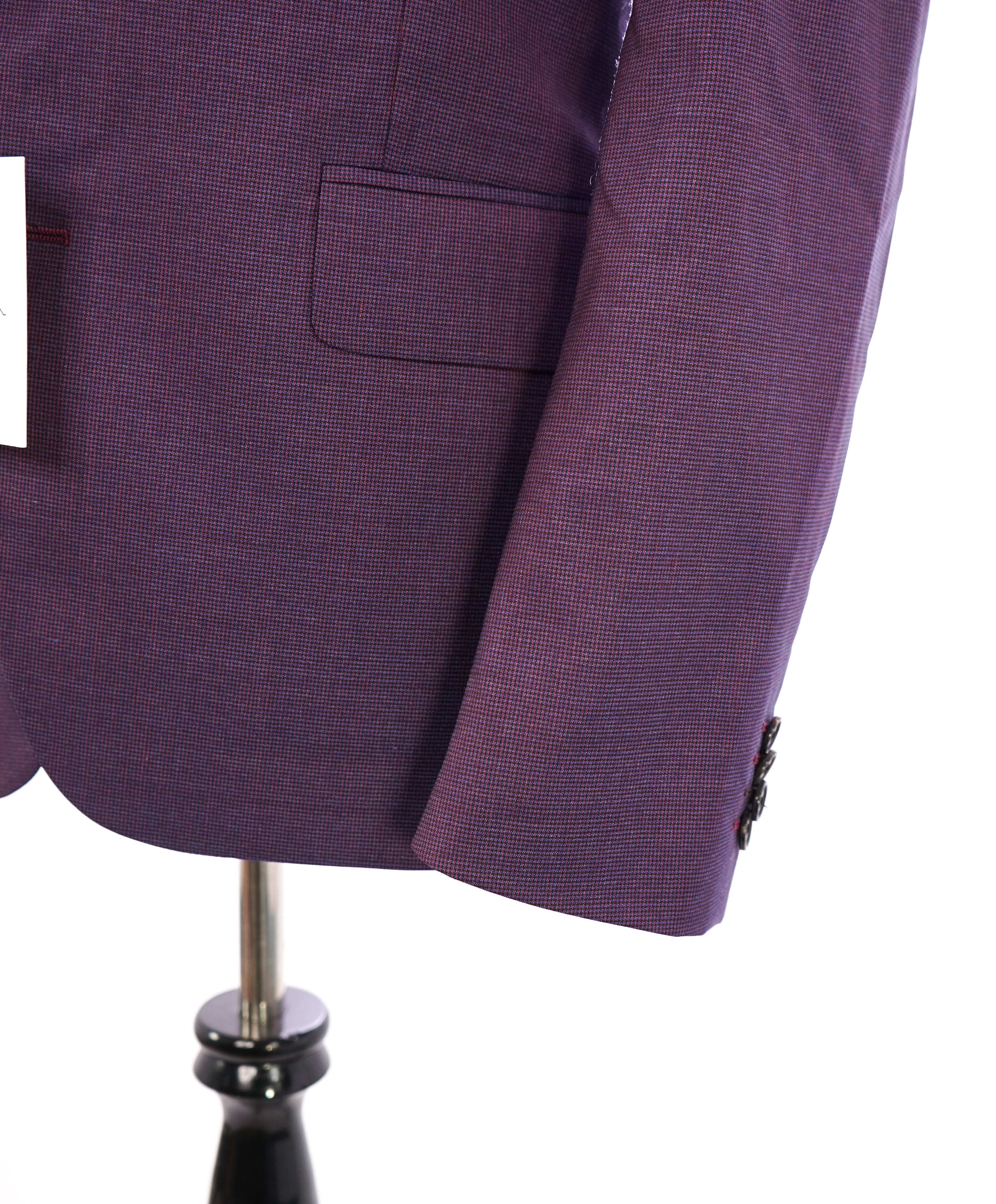 PAUL SMITH - Burgundy Micro Houndstooth "SOHO Fit" WOOL/SILK Suit - 40R