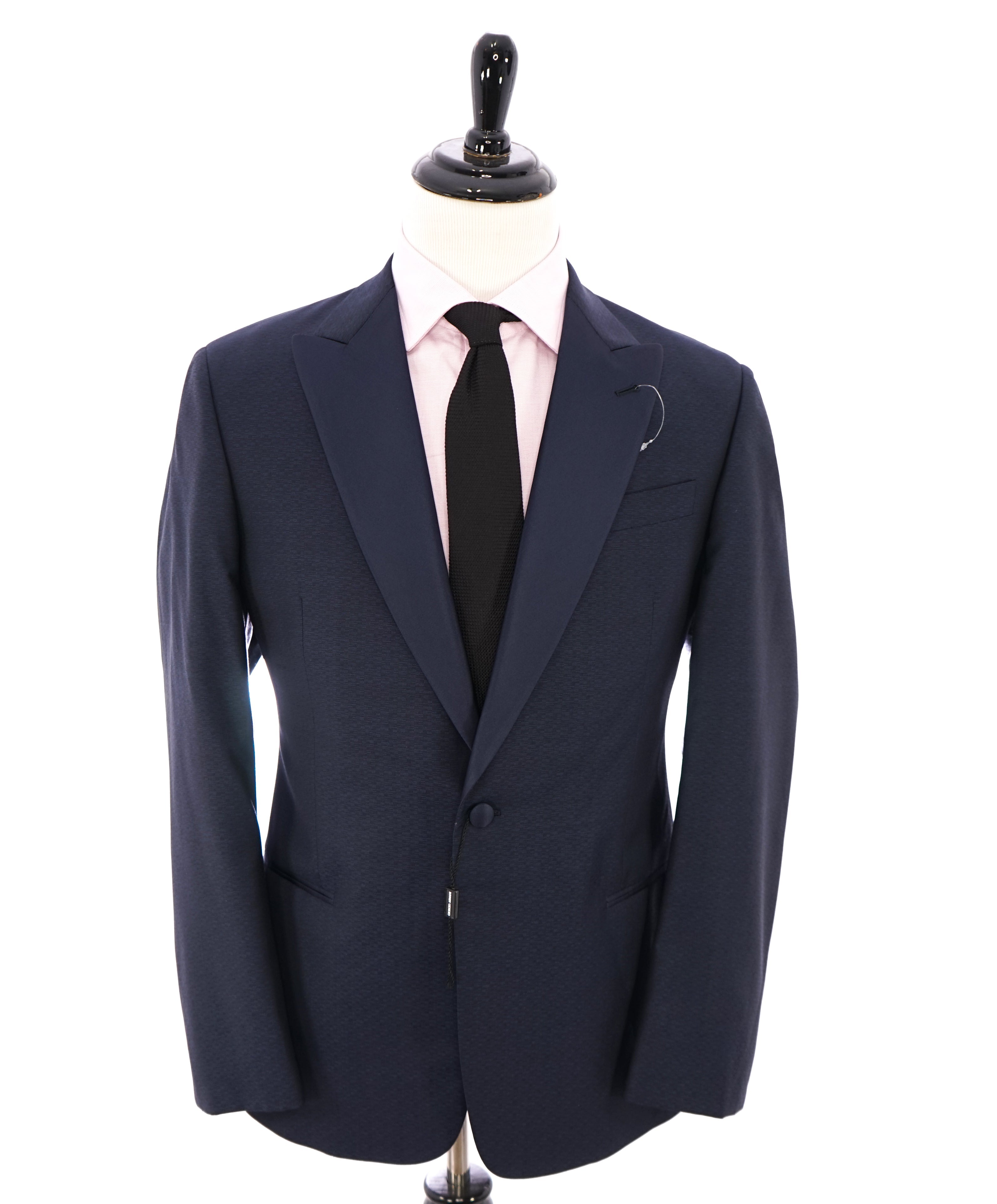 $3,095 GIORGIO ARMANI - Blue Peak Lapel "SOFT" Textured Dinner Jacket Blazer - 42R