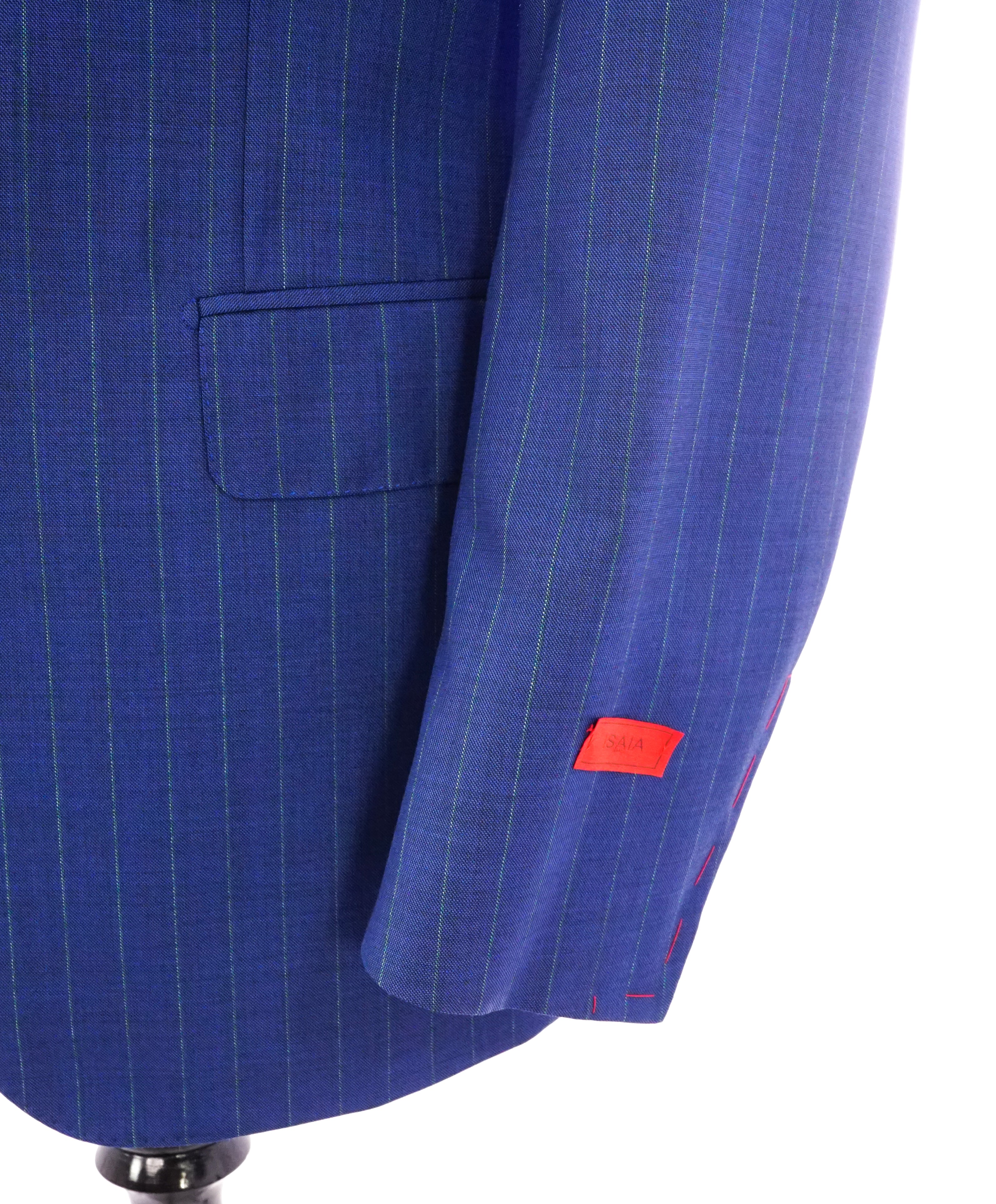 ISAIA - "160's SARTORIA 2PLY" Logo Cobalt Blue & Mint Green LOGO Blazer - 44R
