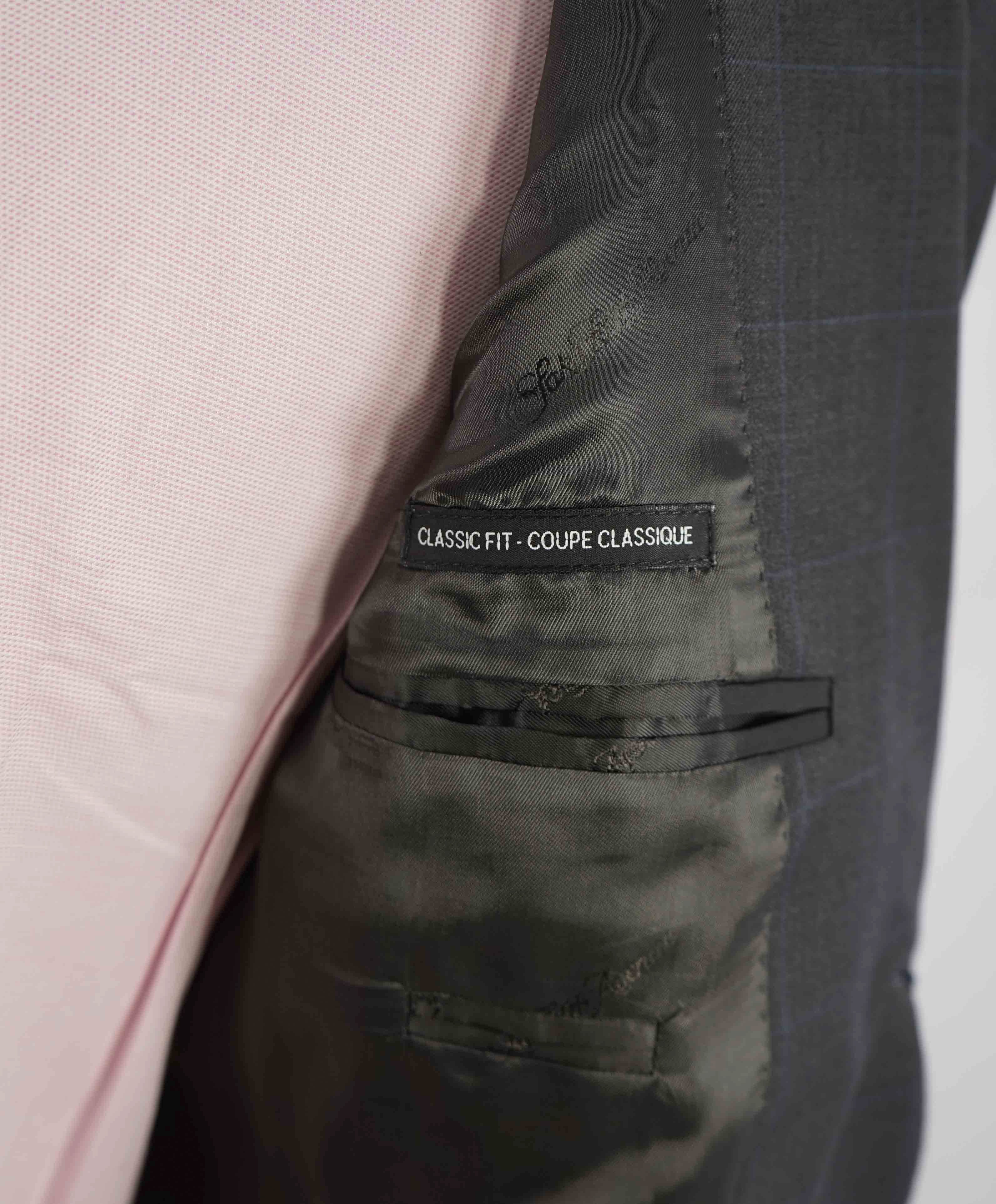 $995 ERMENEGILDO ZEGNA -By SAKS FIFTH AVENUE Gray Windowpane Blazer-40S