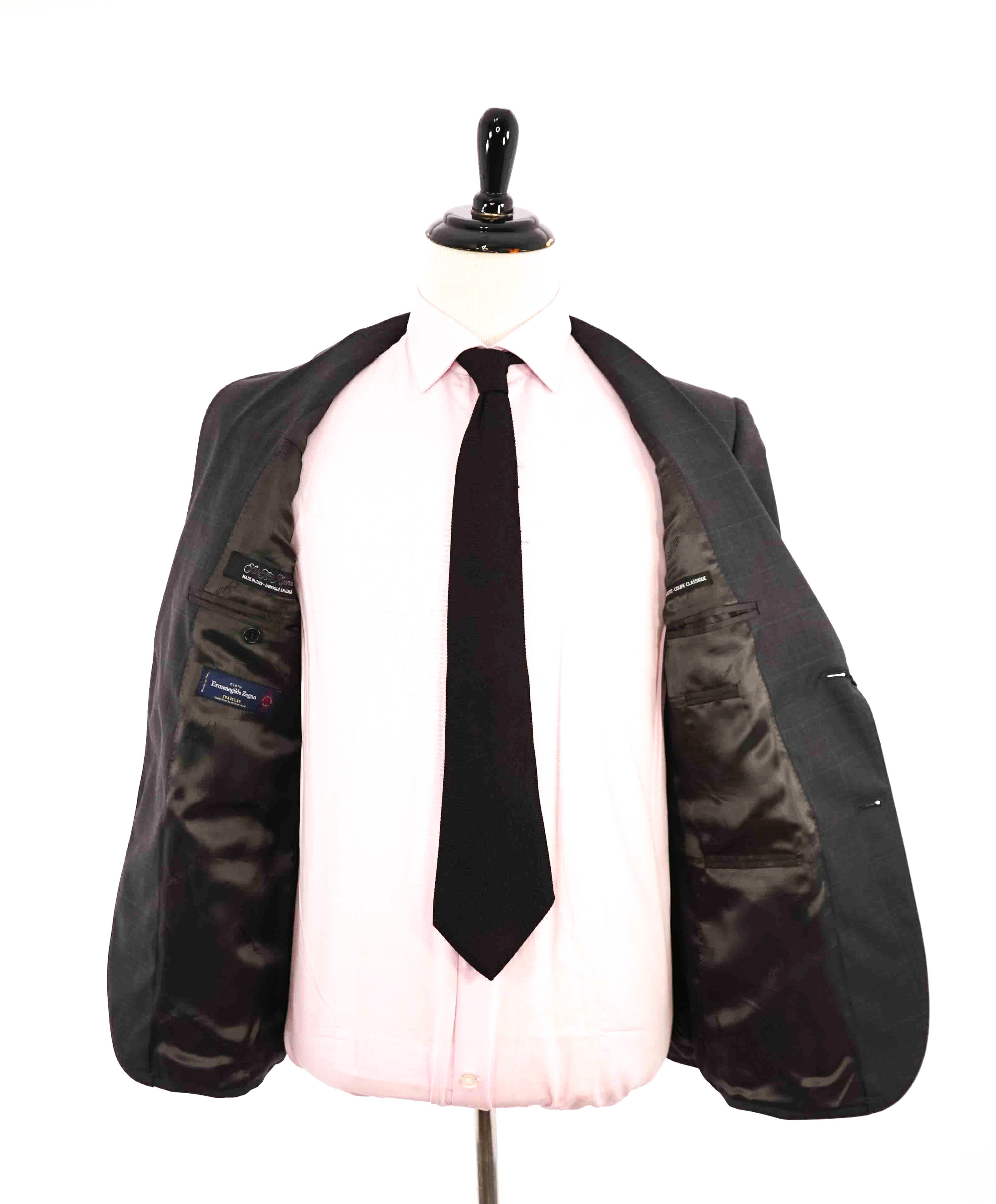 $995 ERMENEGILDO ZEGNA -By SAKS FIFTH AVENUE Gray Windowpane Blazer-40S