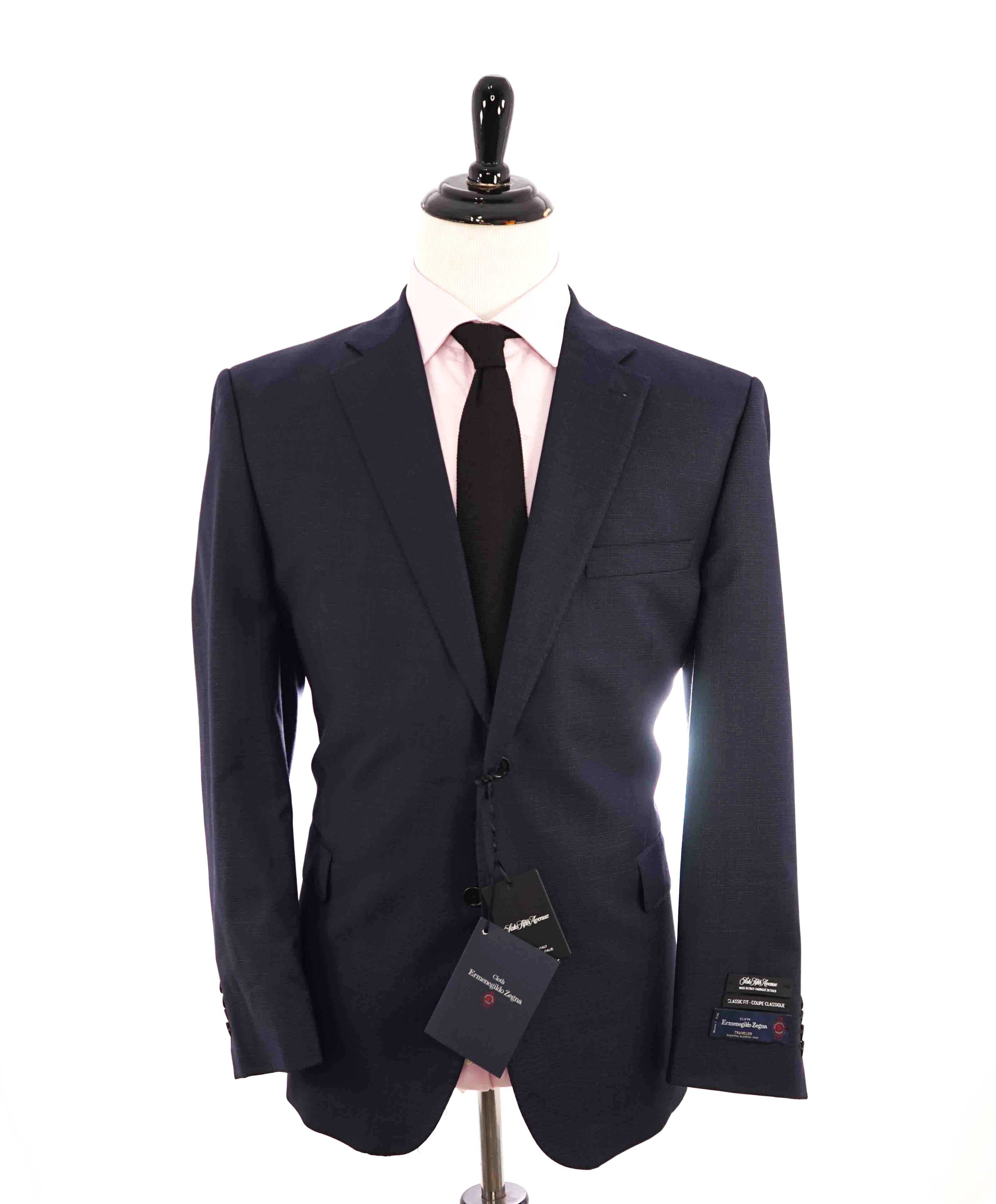 $995 ERMENEGILDO ZEGNA - By SAKS FIFTH AVENUE "Classic" Blue Blazer- 44S