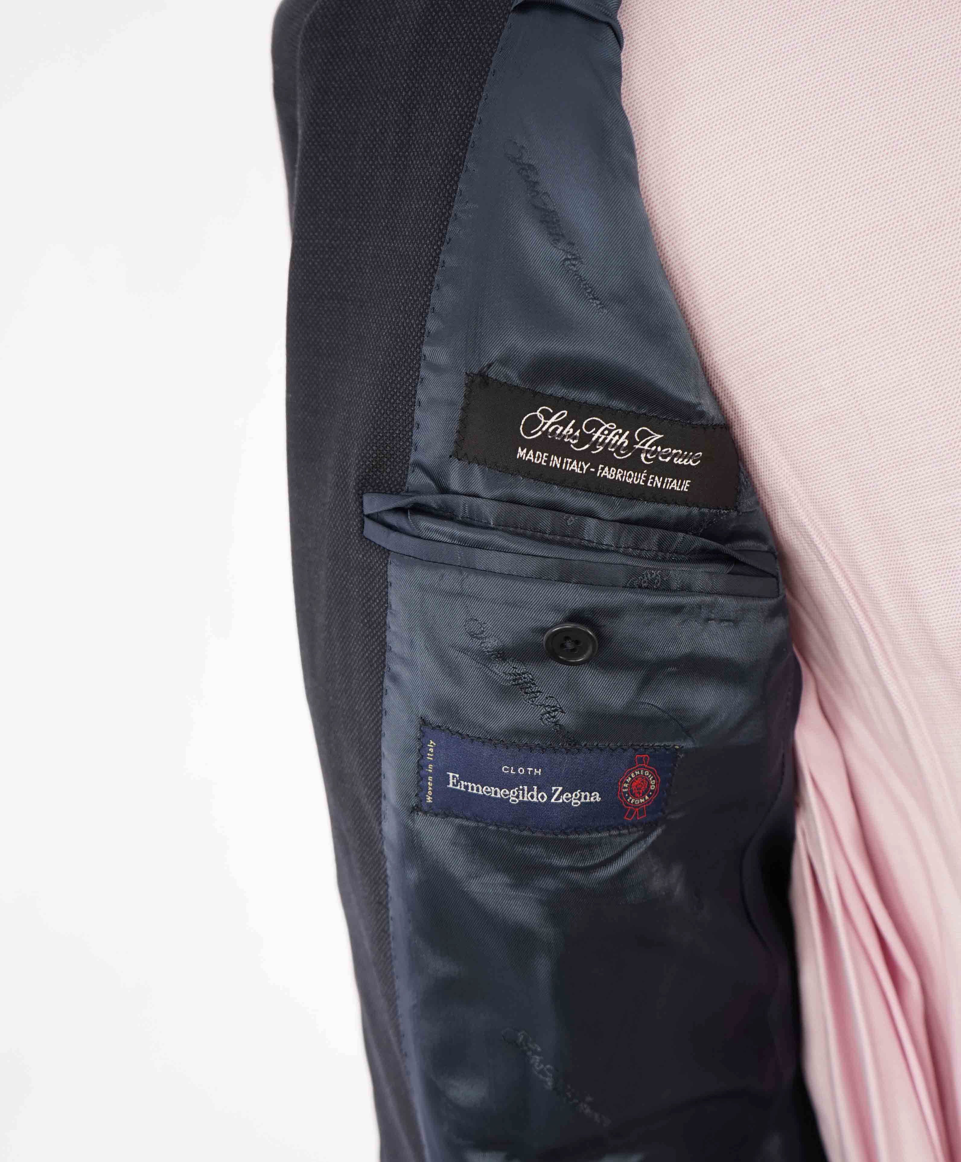 $995 ERMENEGILDO ZEGNA - By SAKS FIFTH AVENUE Blue Wool Blazer- 40R