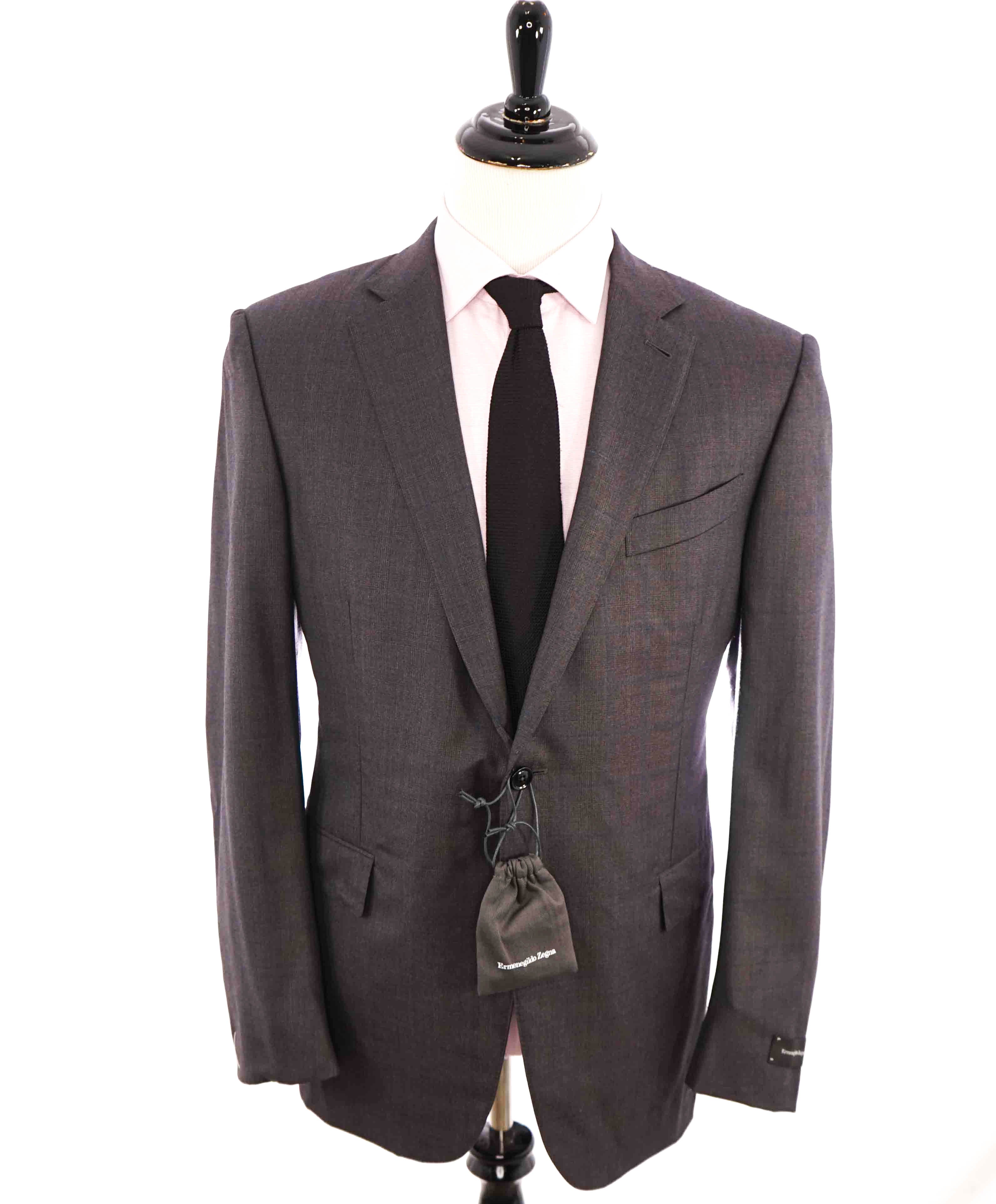 $3,290 ERMENEGILDO ZEGNA- “TORFEO 600” Burgundy & Blue Check Blazer- 46R