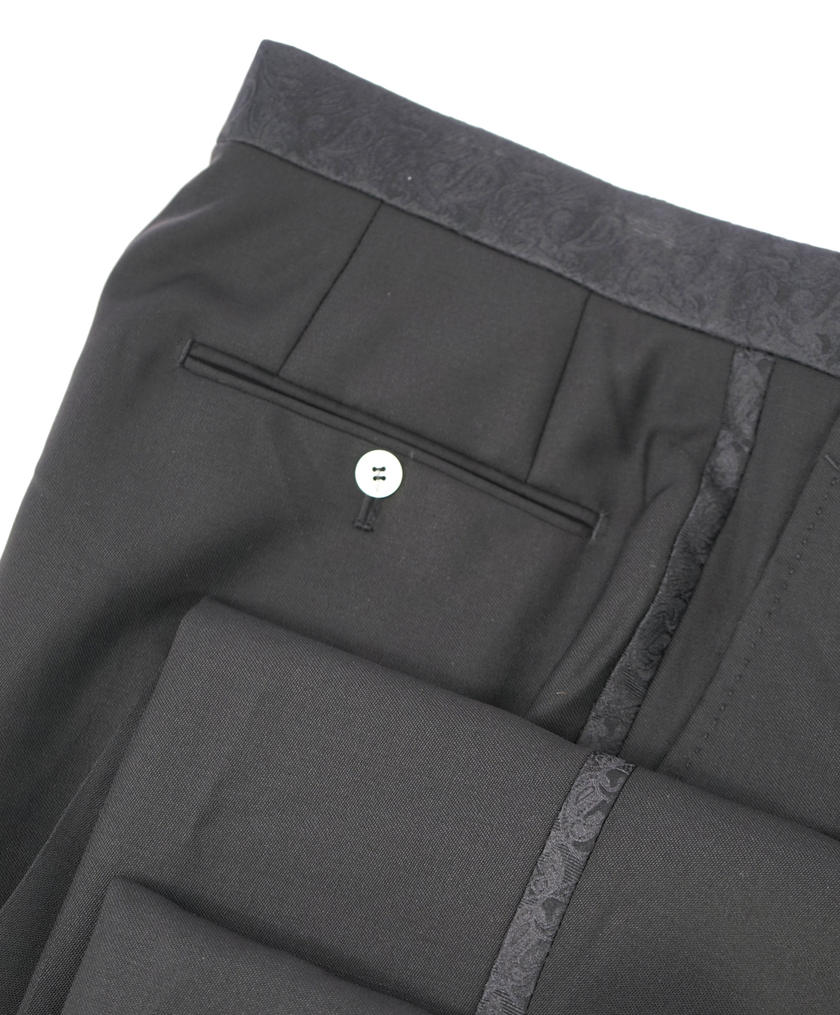 ISAIA - Wool/Mohair "Barathea Gregorio" Paisley Tux Dress Pants Flat Front - 33W