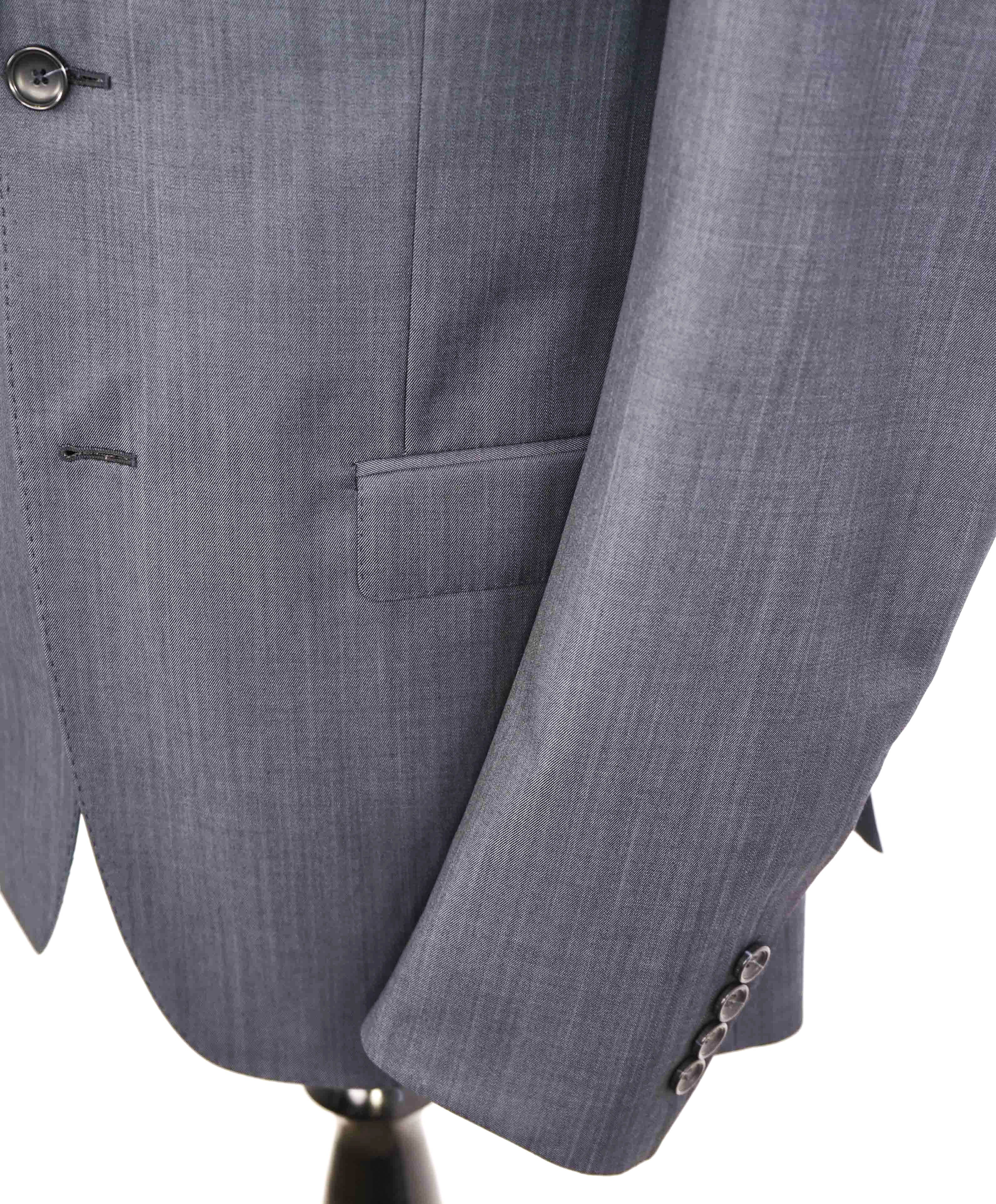 $995 Z ZEGNA - Steel Blue Sharkskin Mohair 2-Button Notch Lapel Blazer - 38R