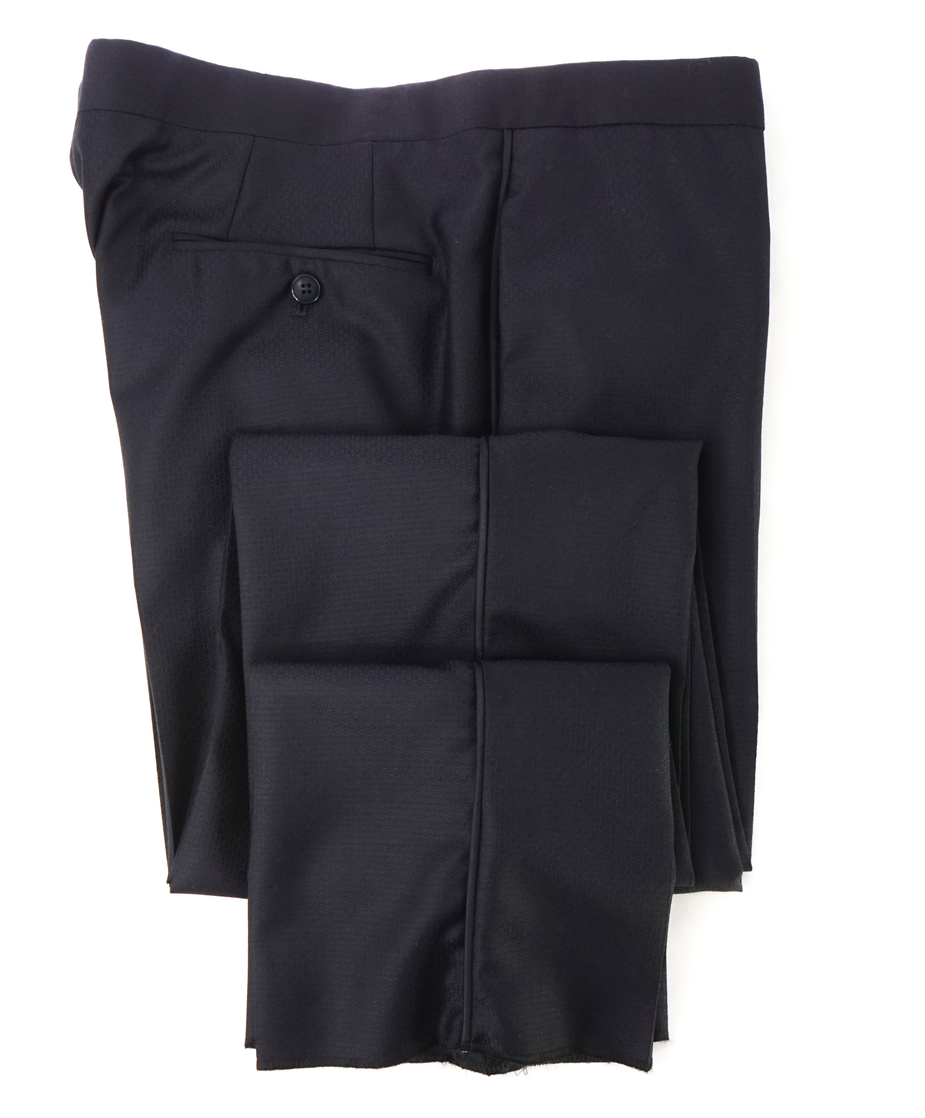 ARMANI COLLEZIONI -Navy Geometric Weave Tux Dinner Flat Front Dress Pants - 35W