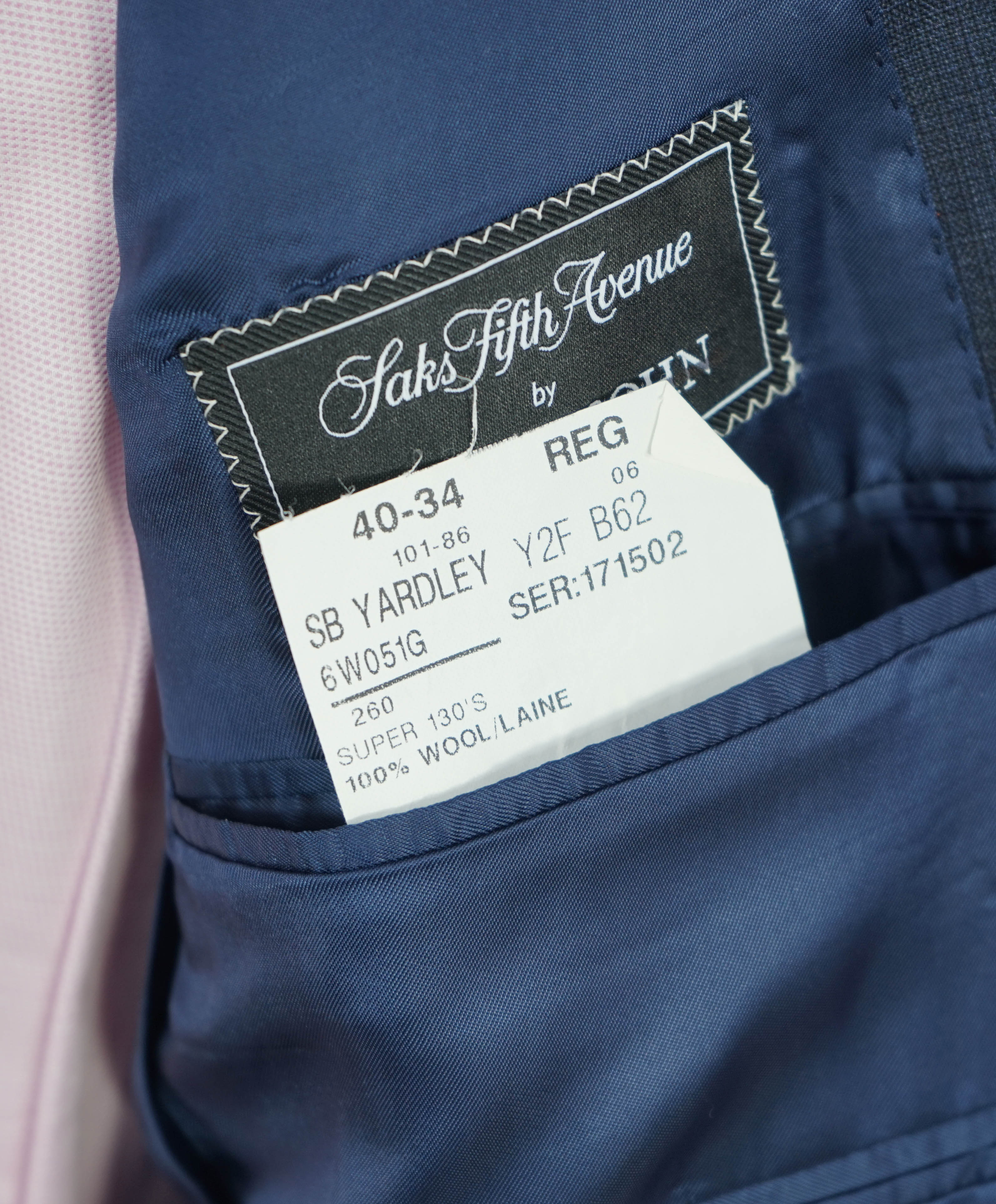 SAMUELSOHN - "SB YARDLEY" Blue Micro Check Super 130's Suit - 40R