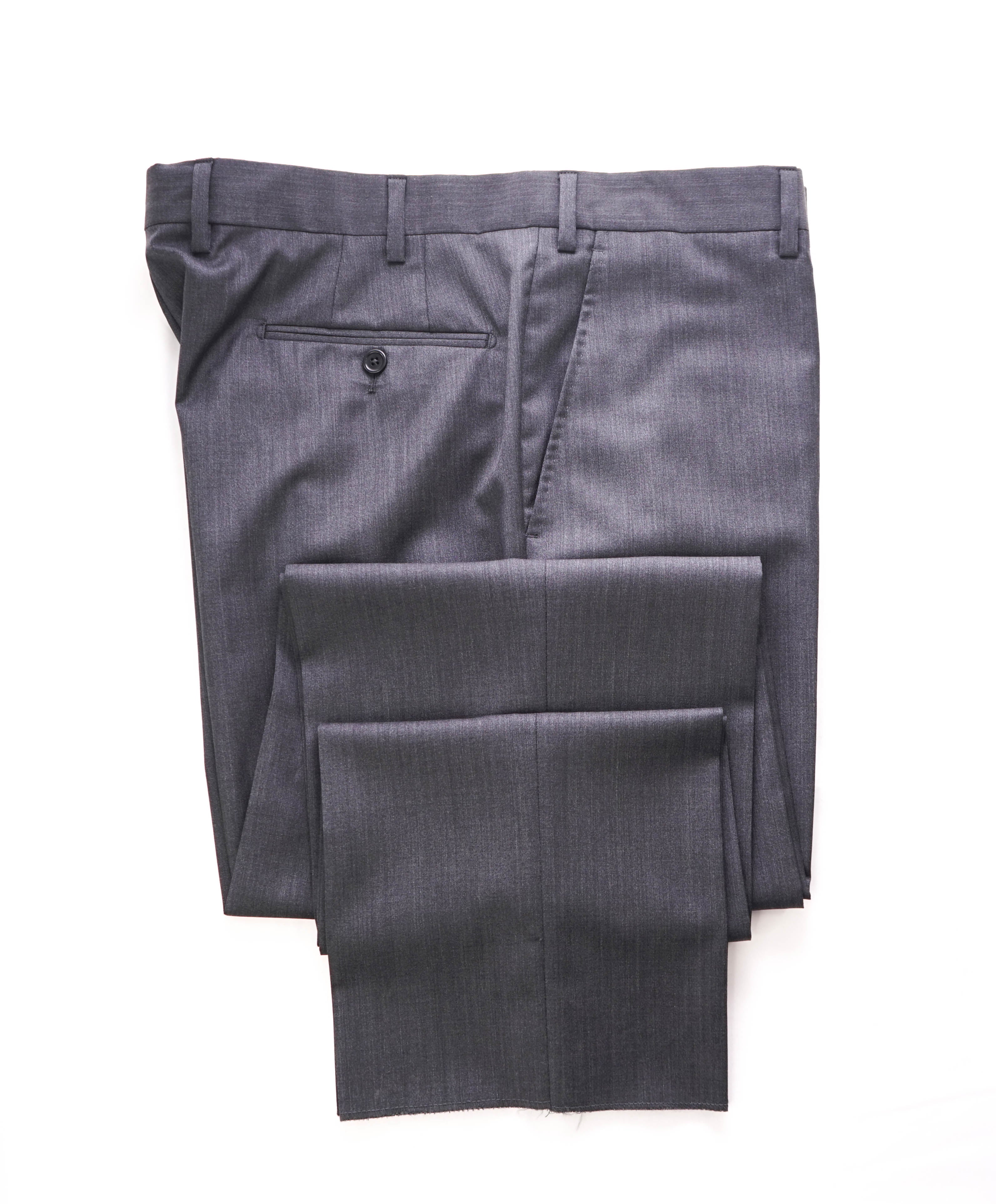 SAKS FIFTH AVE - Charcoal Wool & Silk MADE IN ITALY Flat Front Dress Pants - 34W