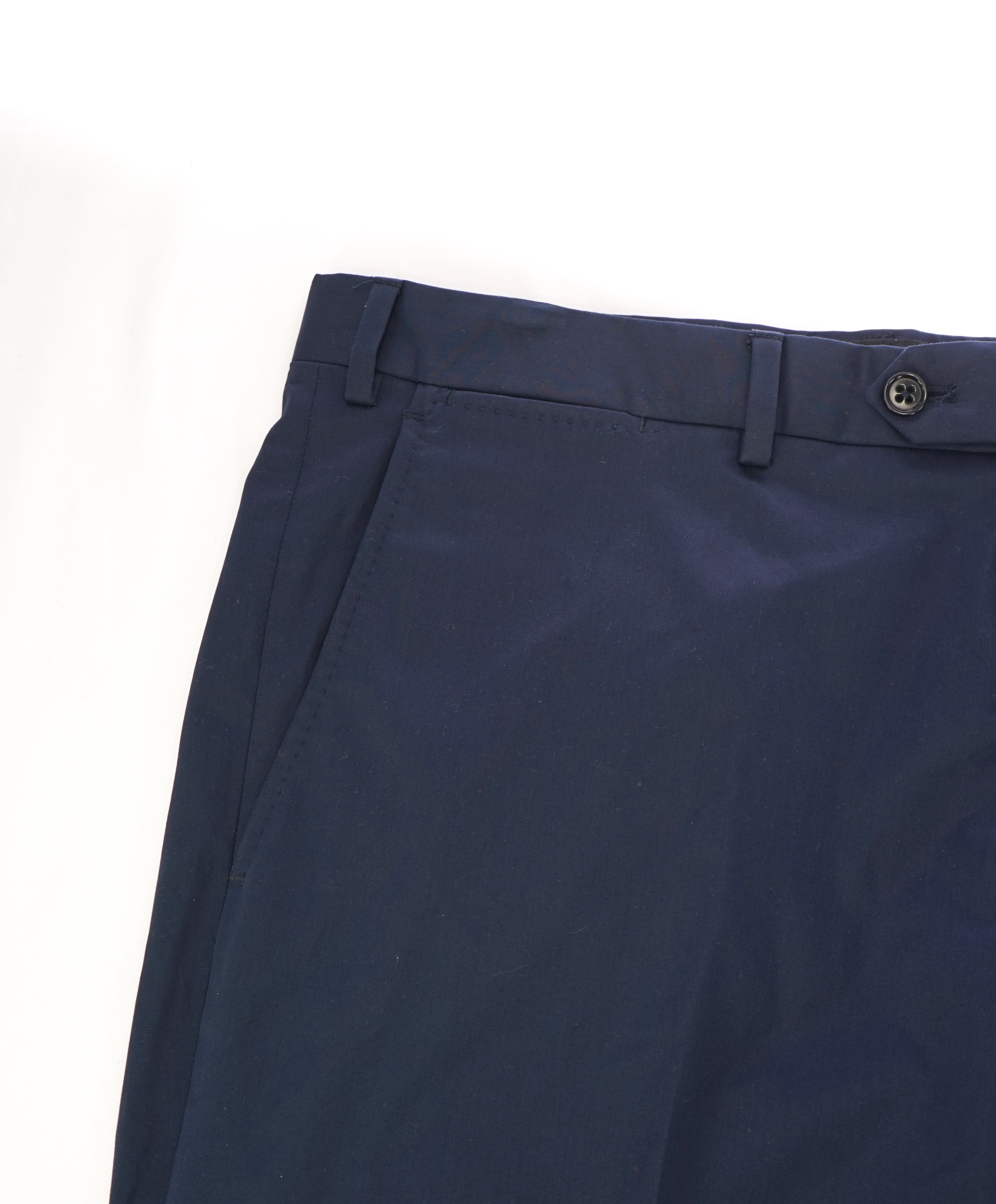 ARMANI COLLEZIONI - Navy Cotton Elastane Blend Flat Front Pants - 40W
