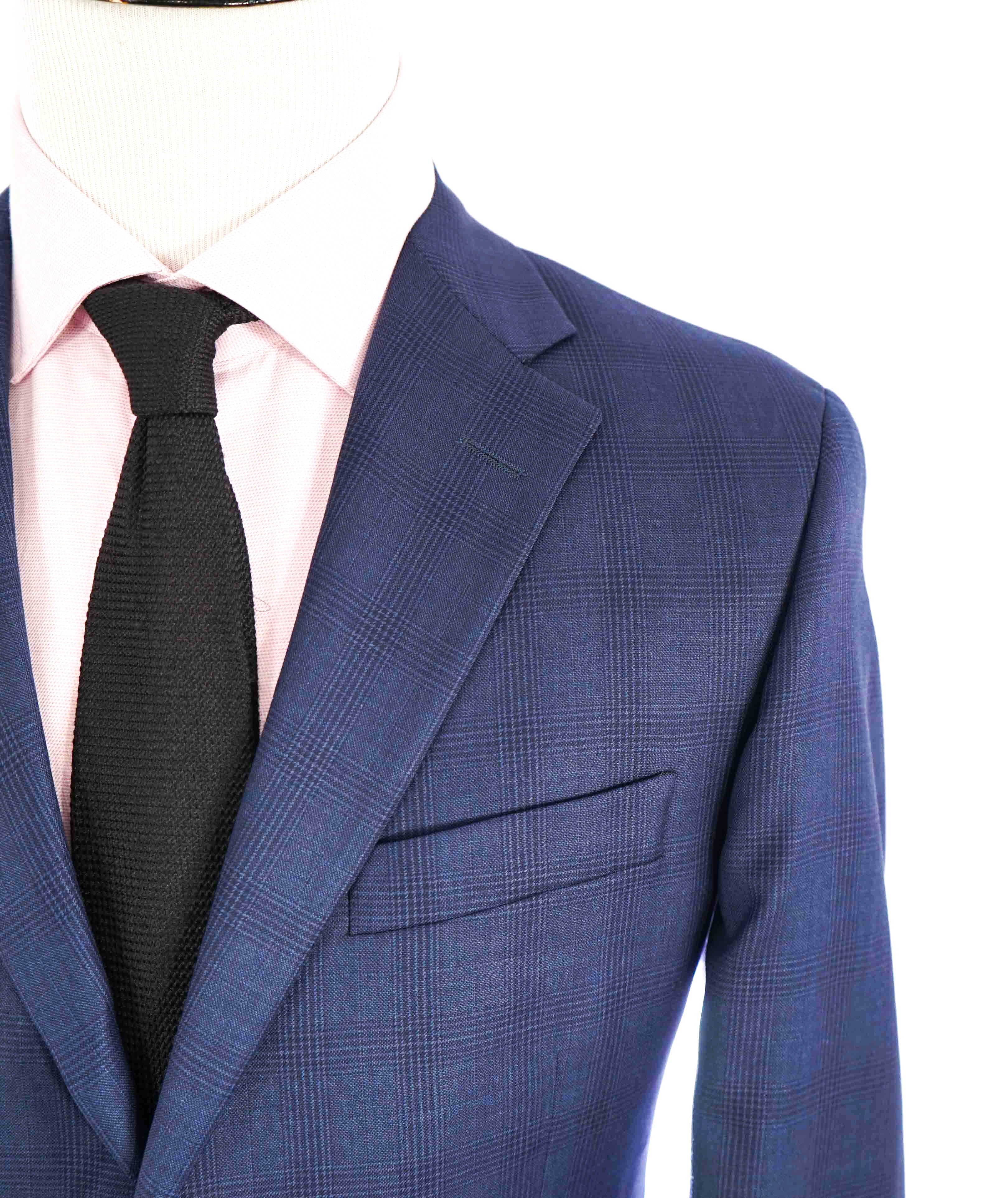 $895 HICKEY FREEMAN - Blue Tonal Check Plaid WOOL Blazer - 40S