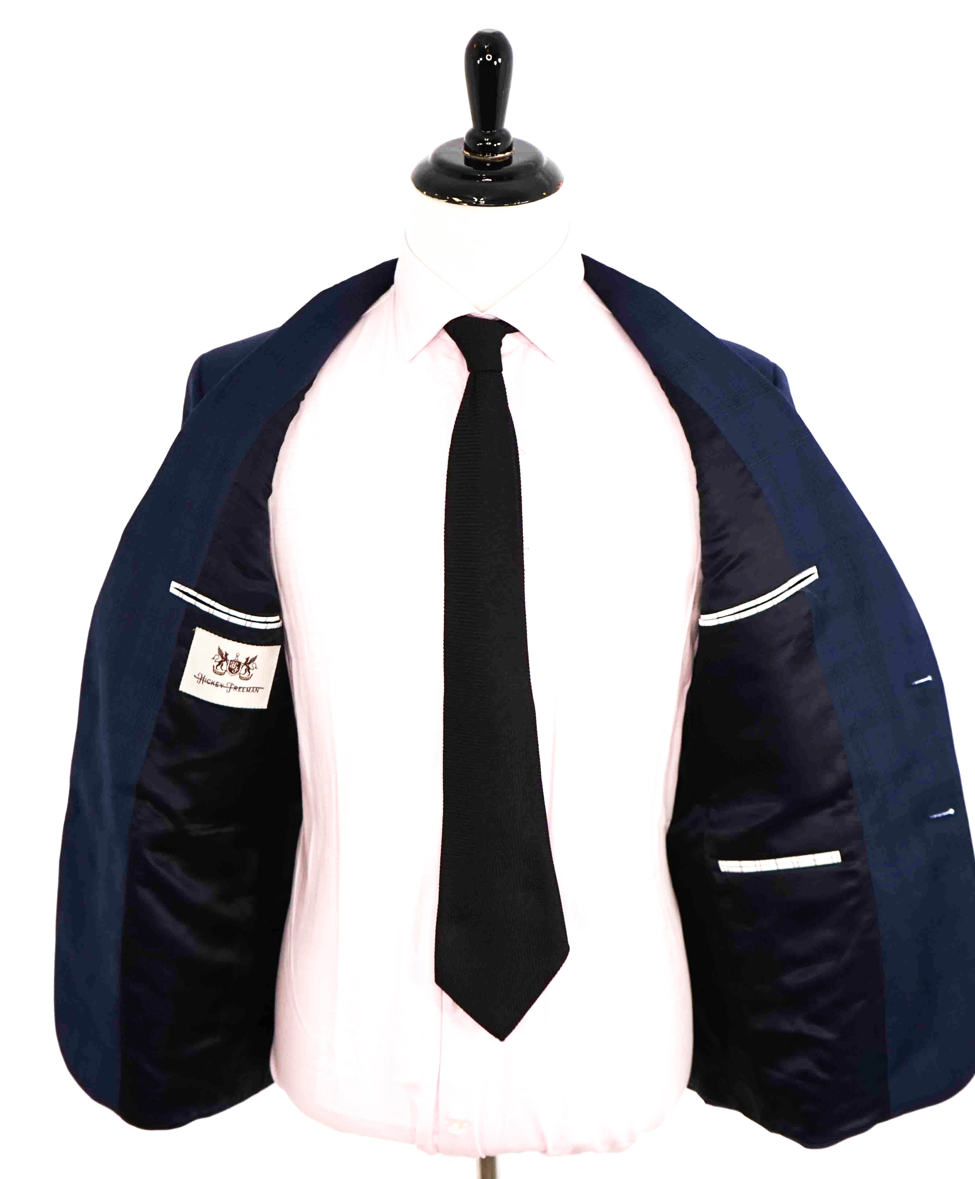 $895 HICKEY FREEMAN - Blue Tonal Check Plaid WOOL Blazer - 40S